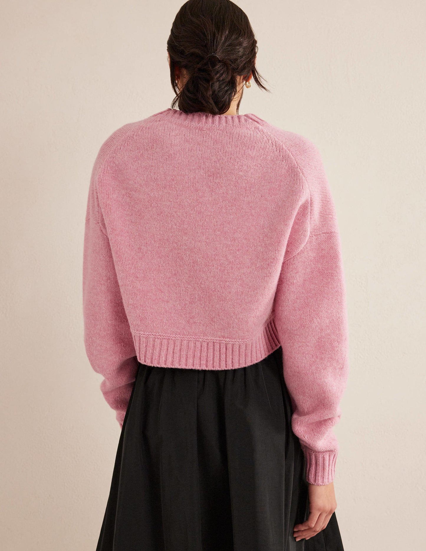 Brushed Wool Cropped Cardigan-Pink Lemonade