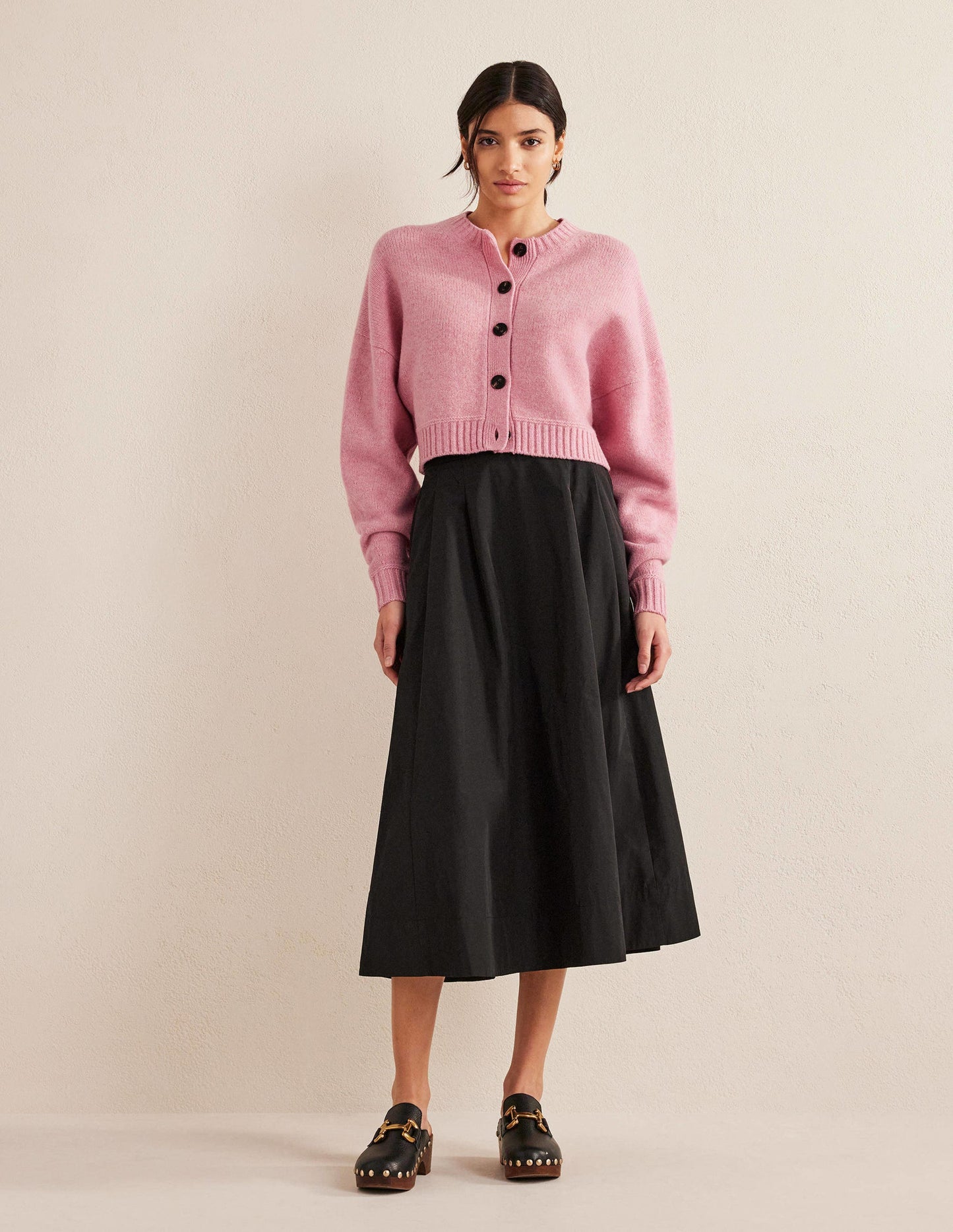 Brushed Wool Cropped Cardigan-Pink Lemonade