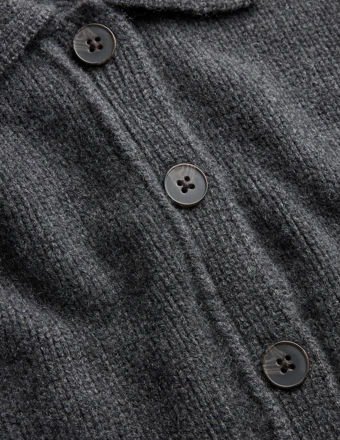 Collared Cashmere Cardigan-Charcoal Melange