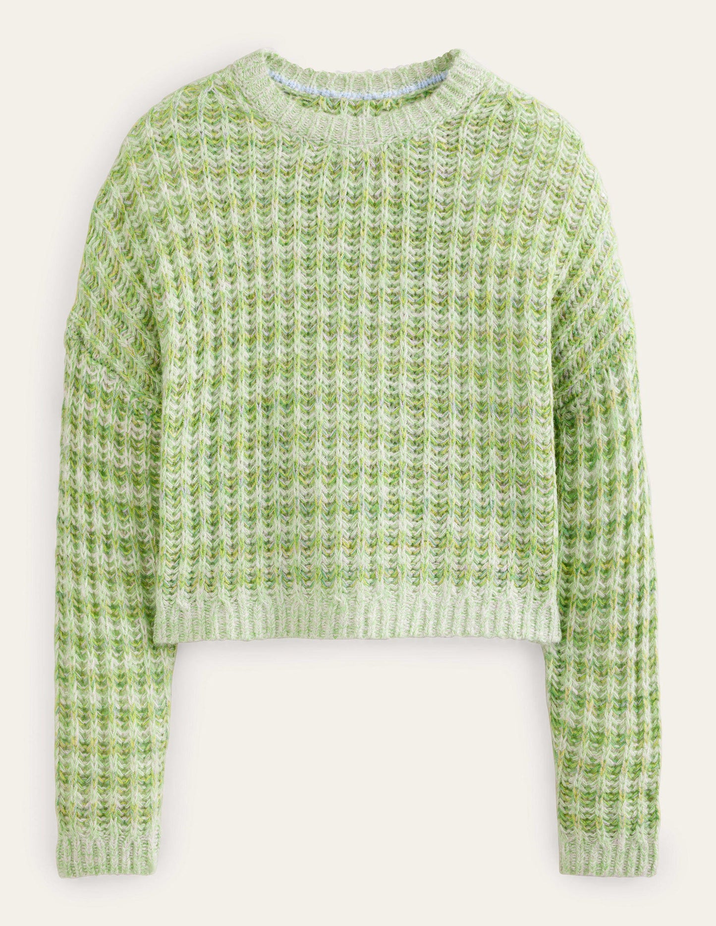 Wide Rib Fluffy Jumper-Green Marl