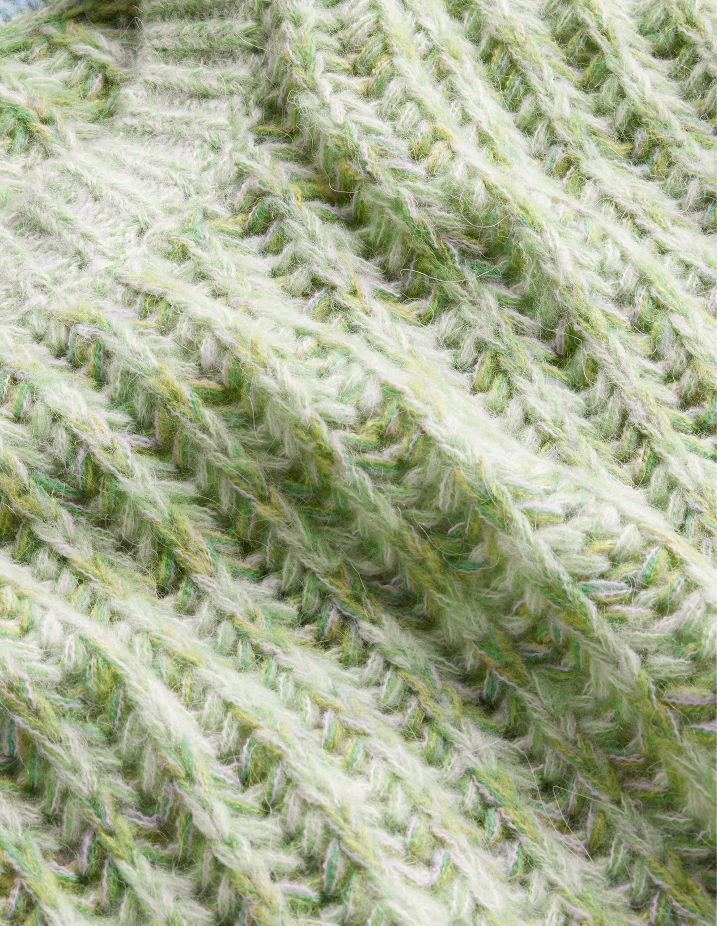 Wide Rib Fluffy Jumper-Green Marl