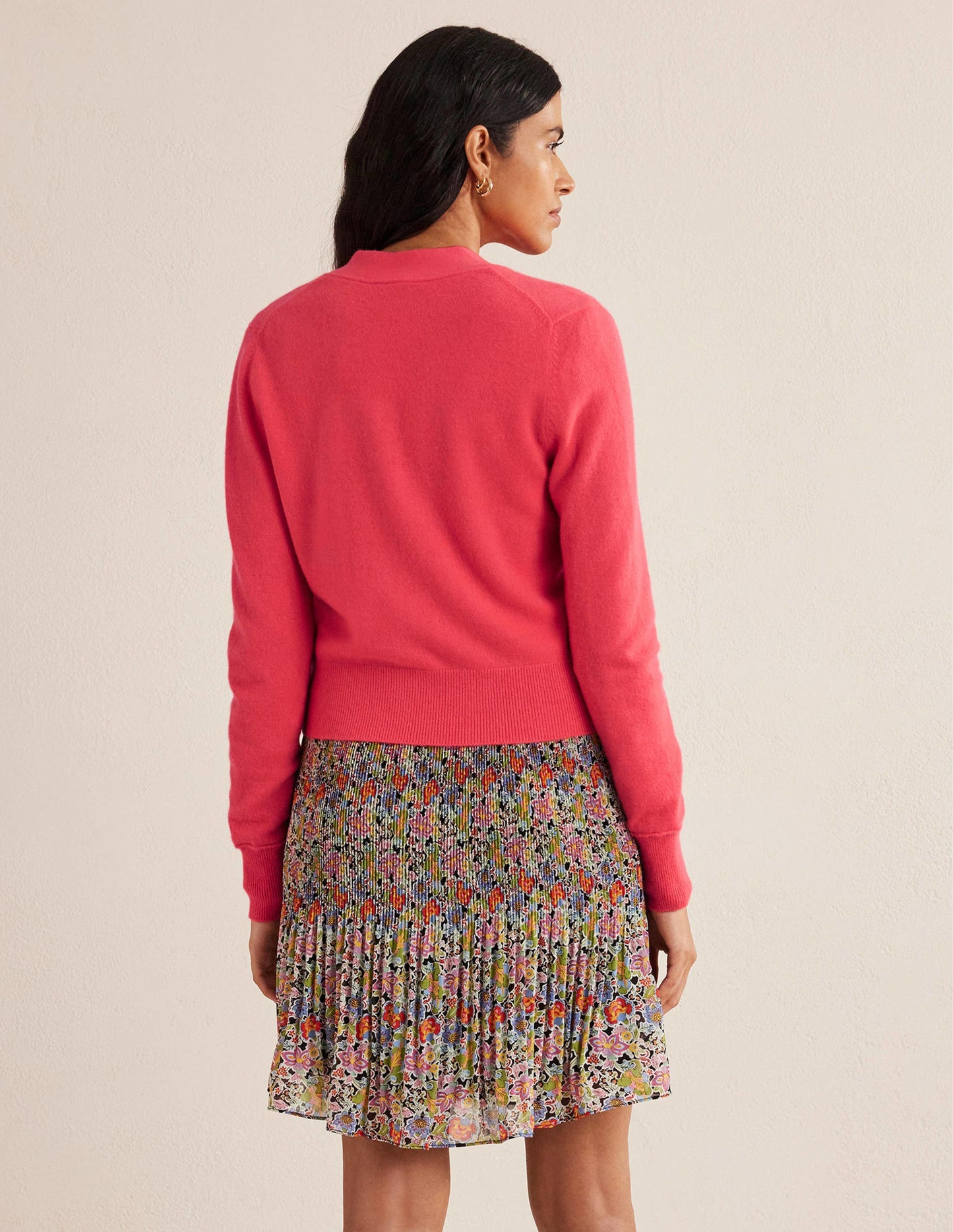 Cashmere V-neck Cardigan-Bright Watermelon