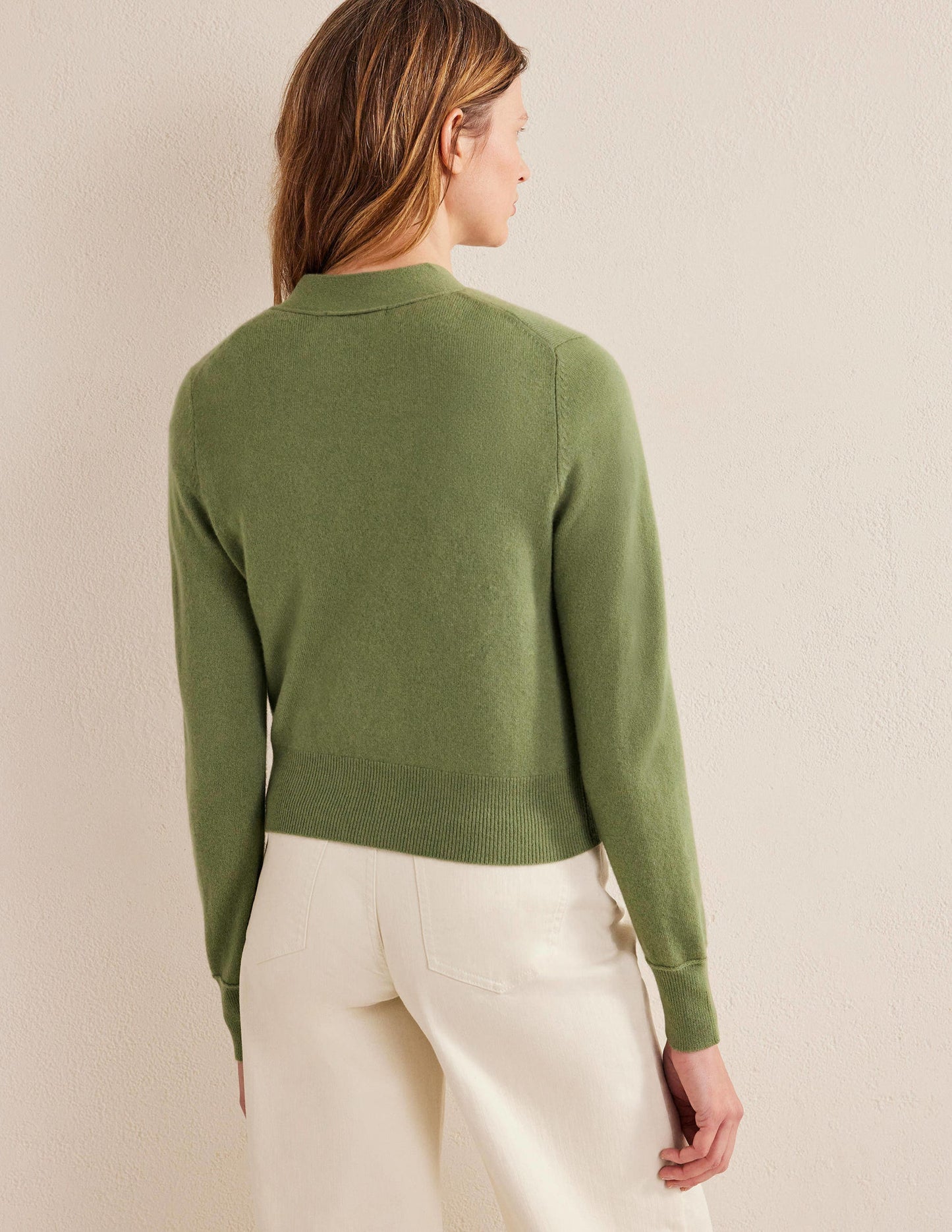 Cashmere V-neck Cardigan-Stone Green