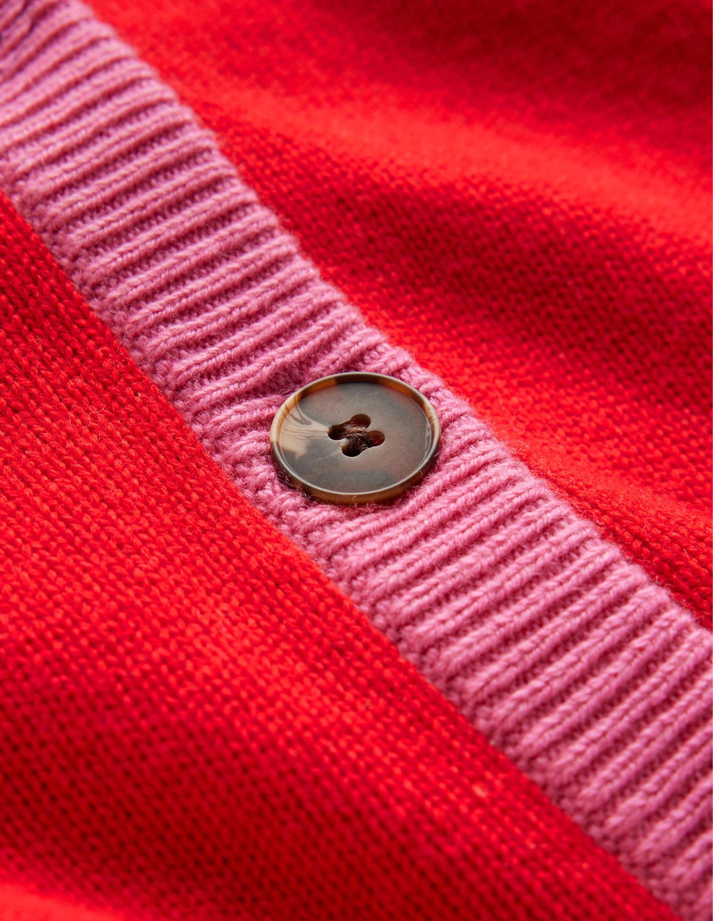 Alma Contrast Trim Cardigan-Post Box Red, Party Pink