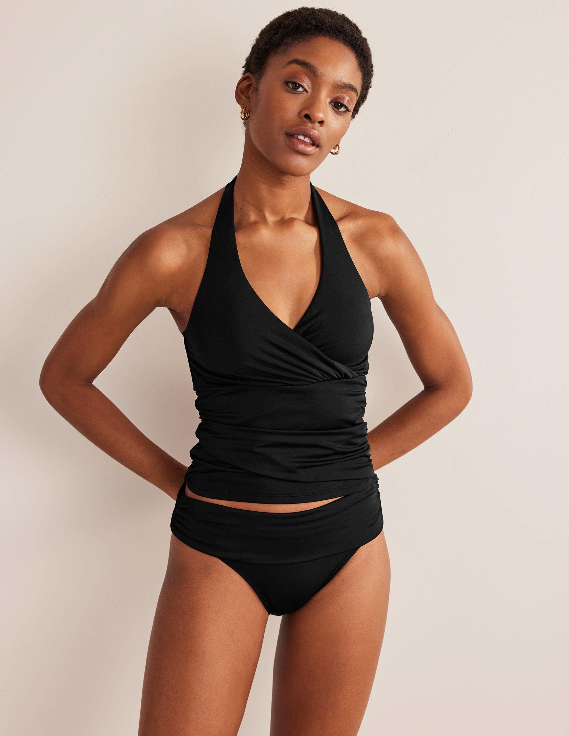 Levanzo Halter Tankini Top-Black-1