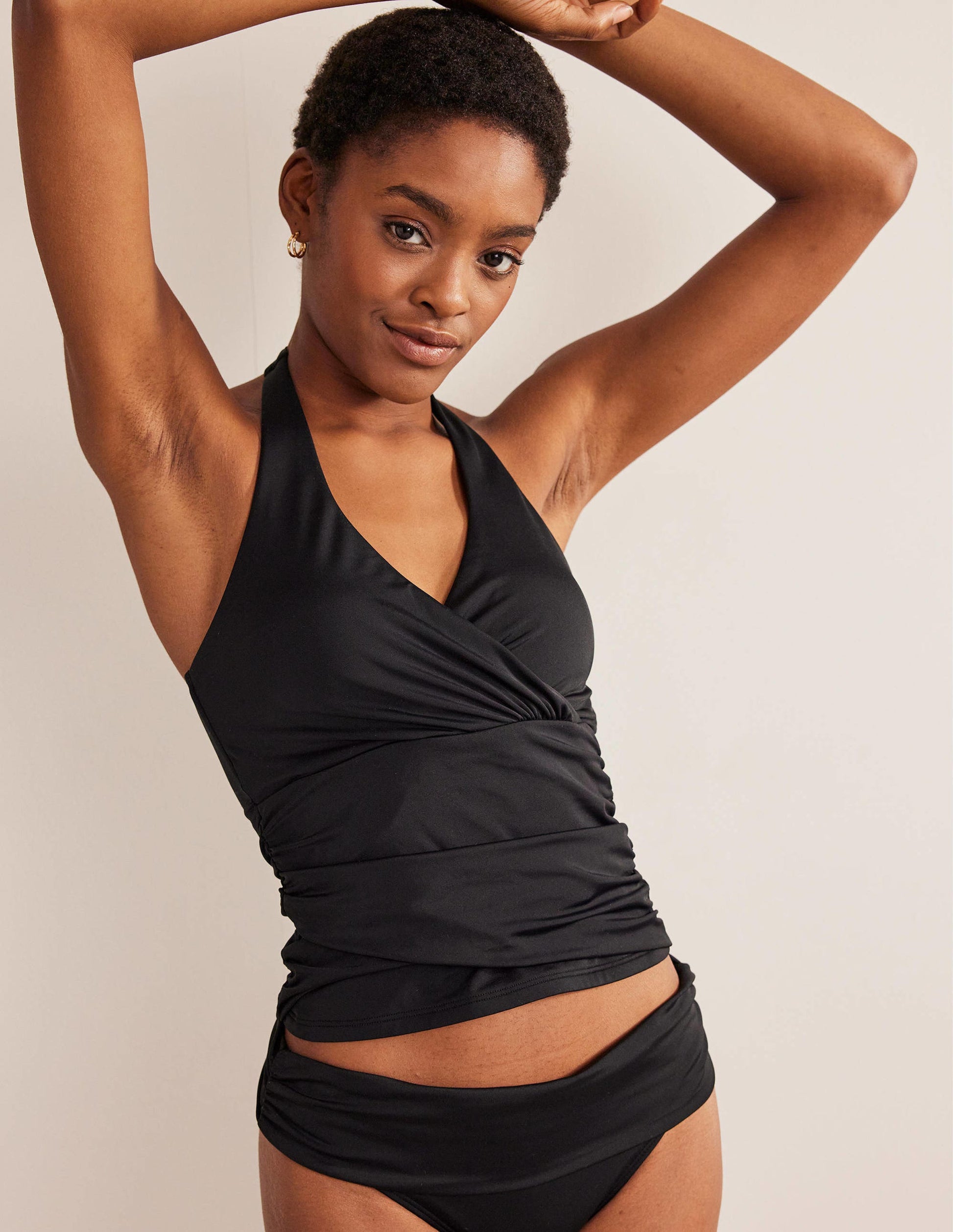 Levanzo Halter Tankini Top-Black-4