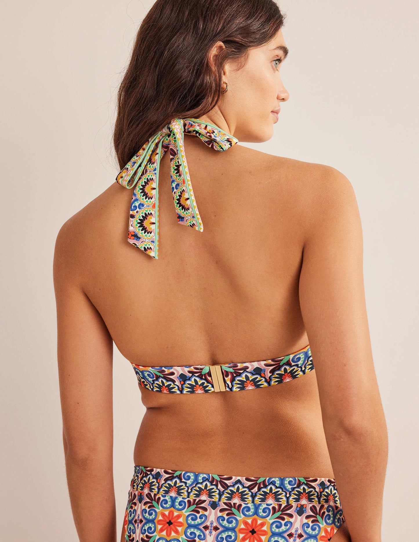 Merano Deep V-neck Bikini Top-Multi, Tapestry Tile