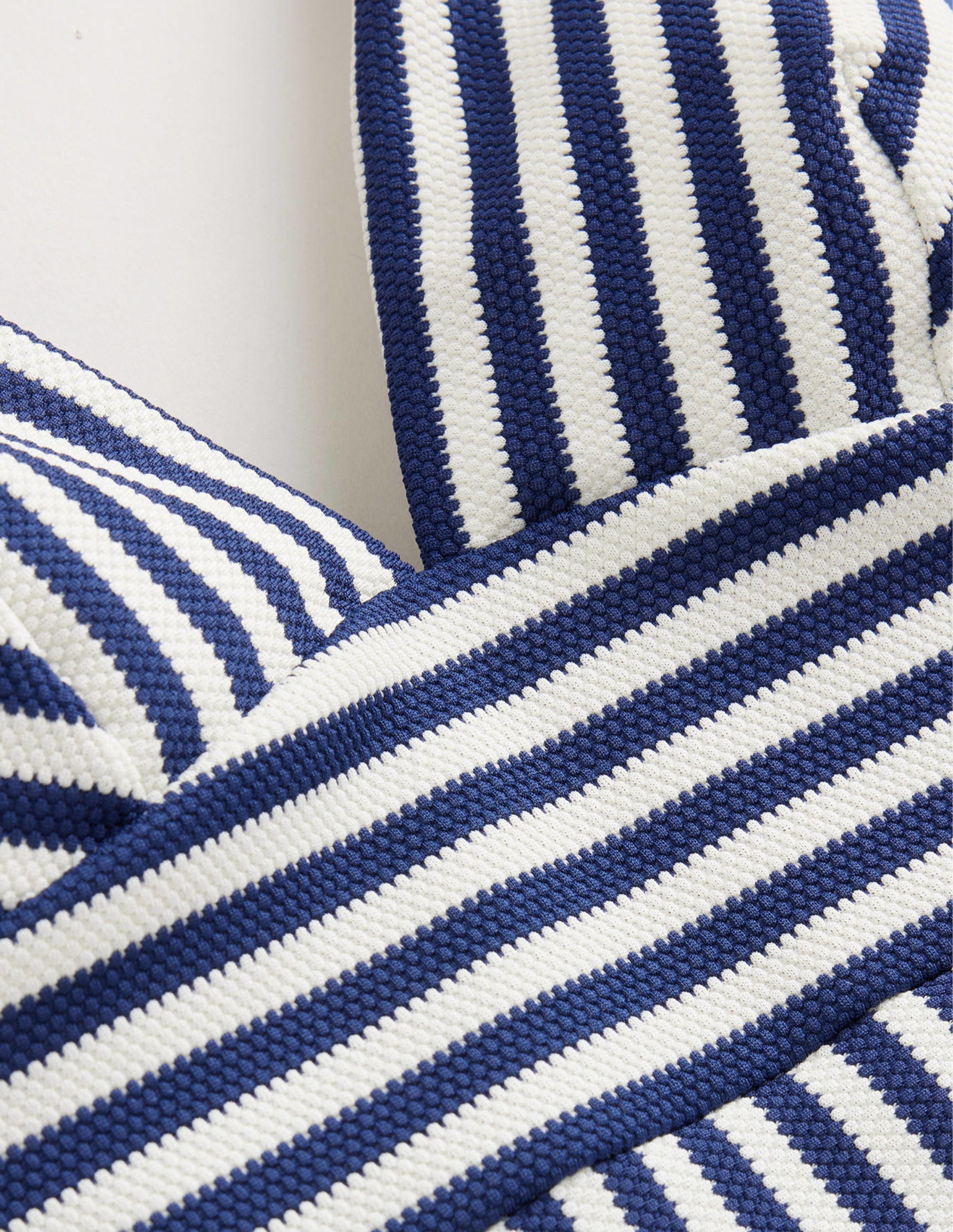 Arezzo V-neck Panel Swimsuit-Navy, Ivory Texture Stripe-10