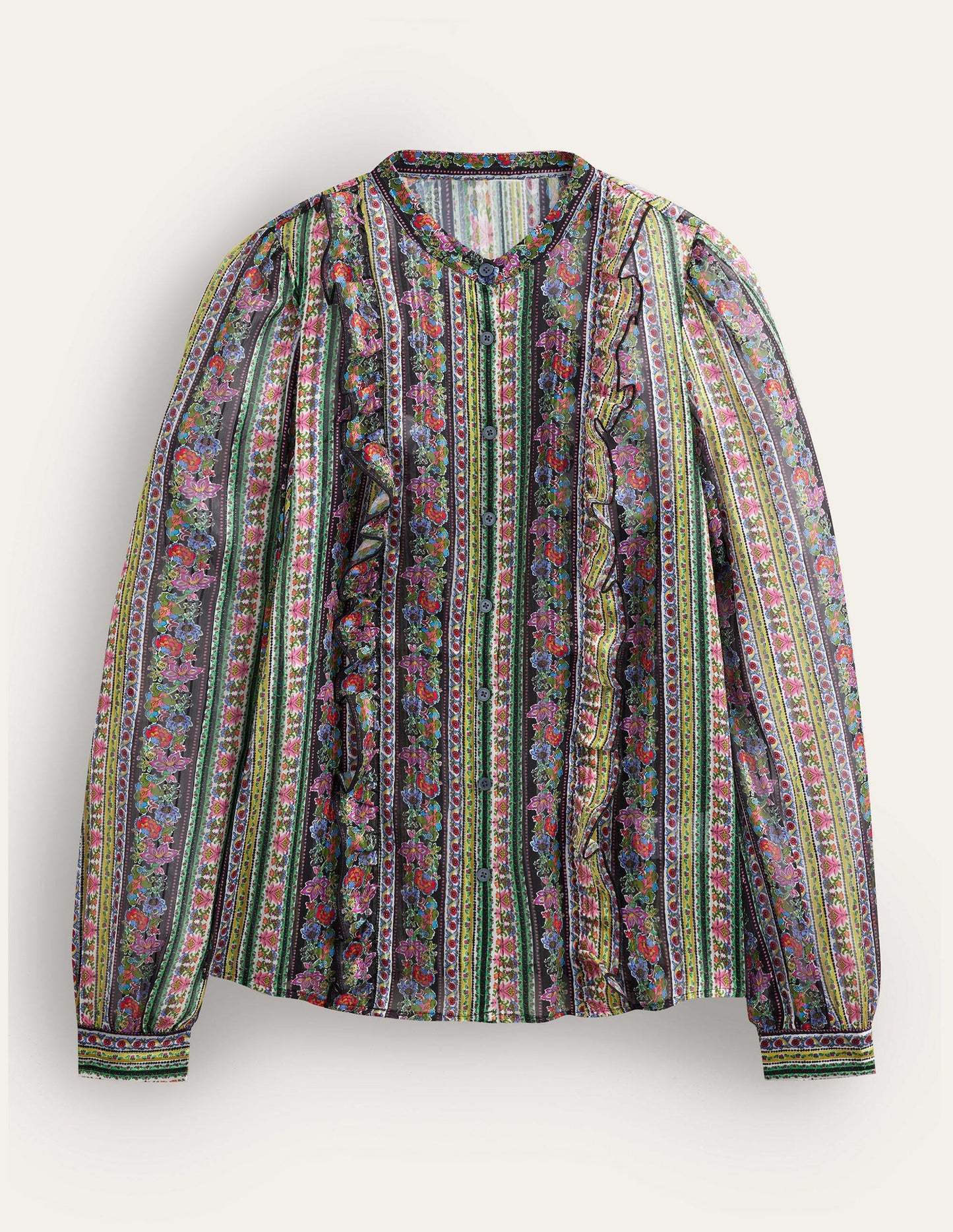 Ruffle Printed Shirt-Multi, Carnation Bloom