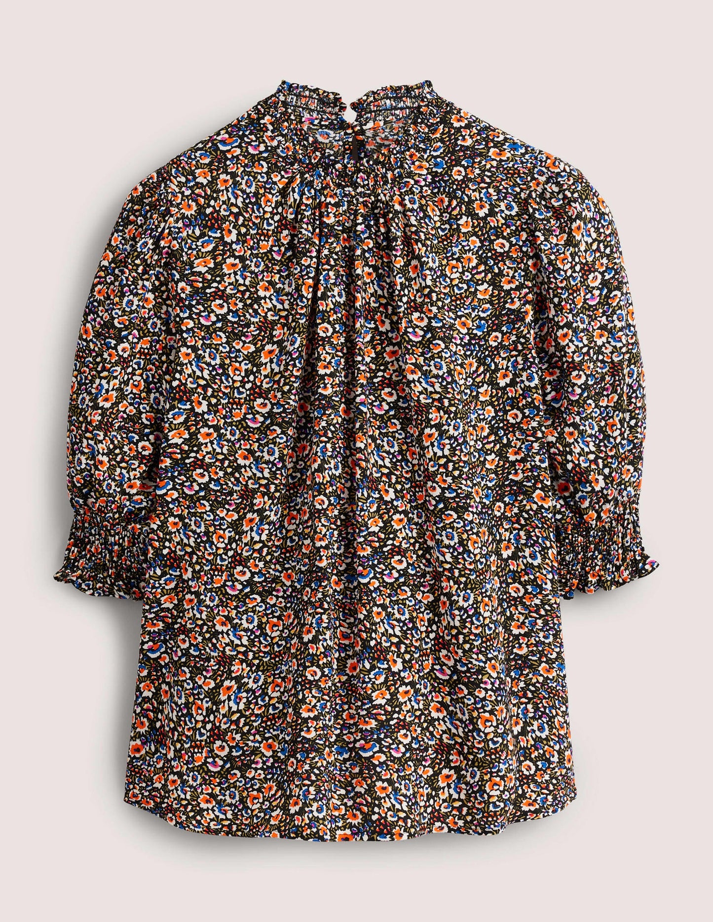 Smocked Detail Printed Top-Multi, Eden Bloom