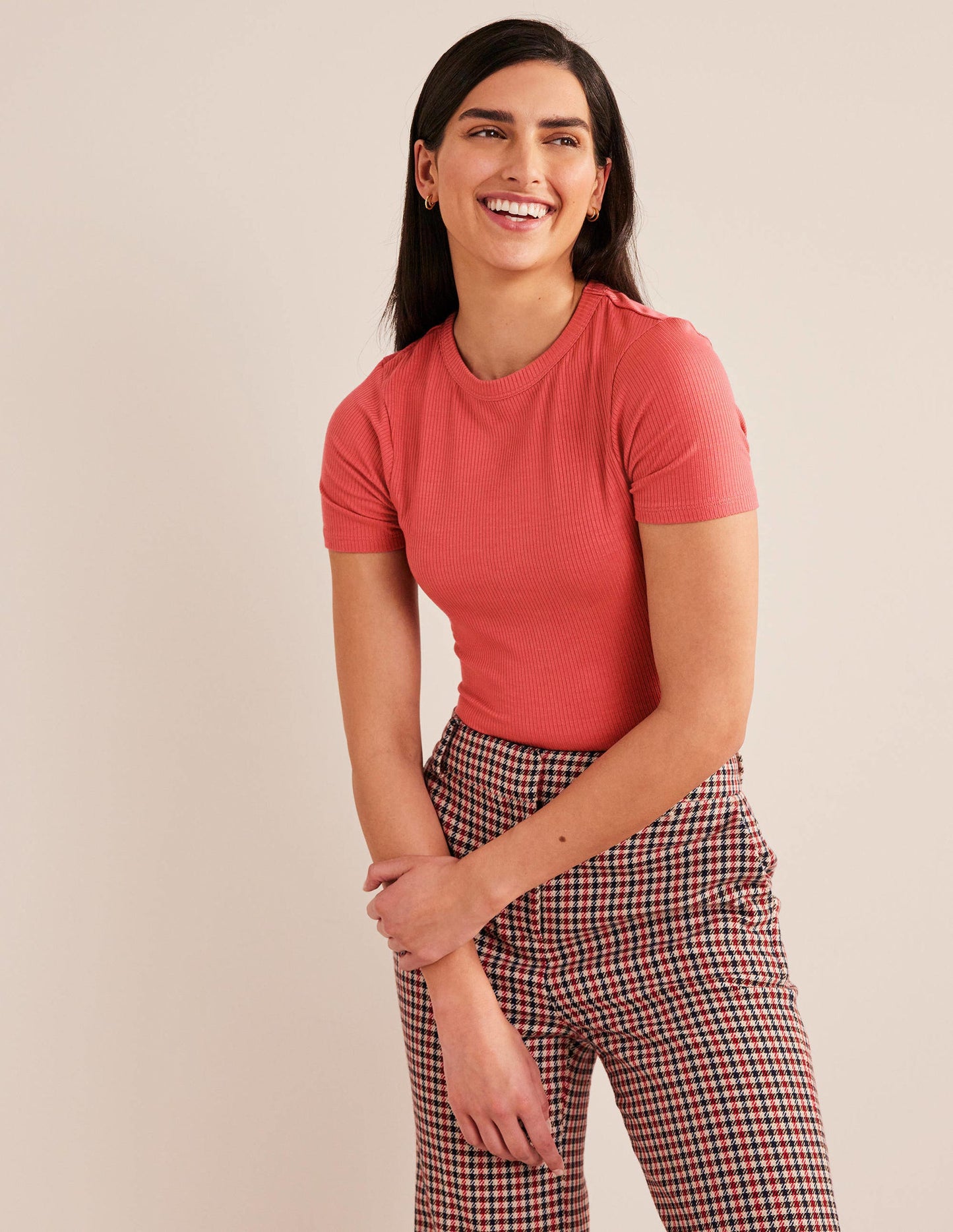 Soft Ribbed Crew Neck T-shirt-Fox