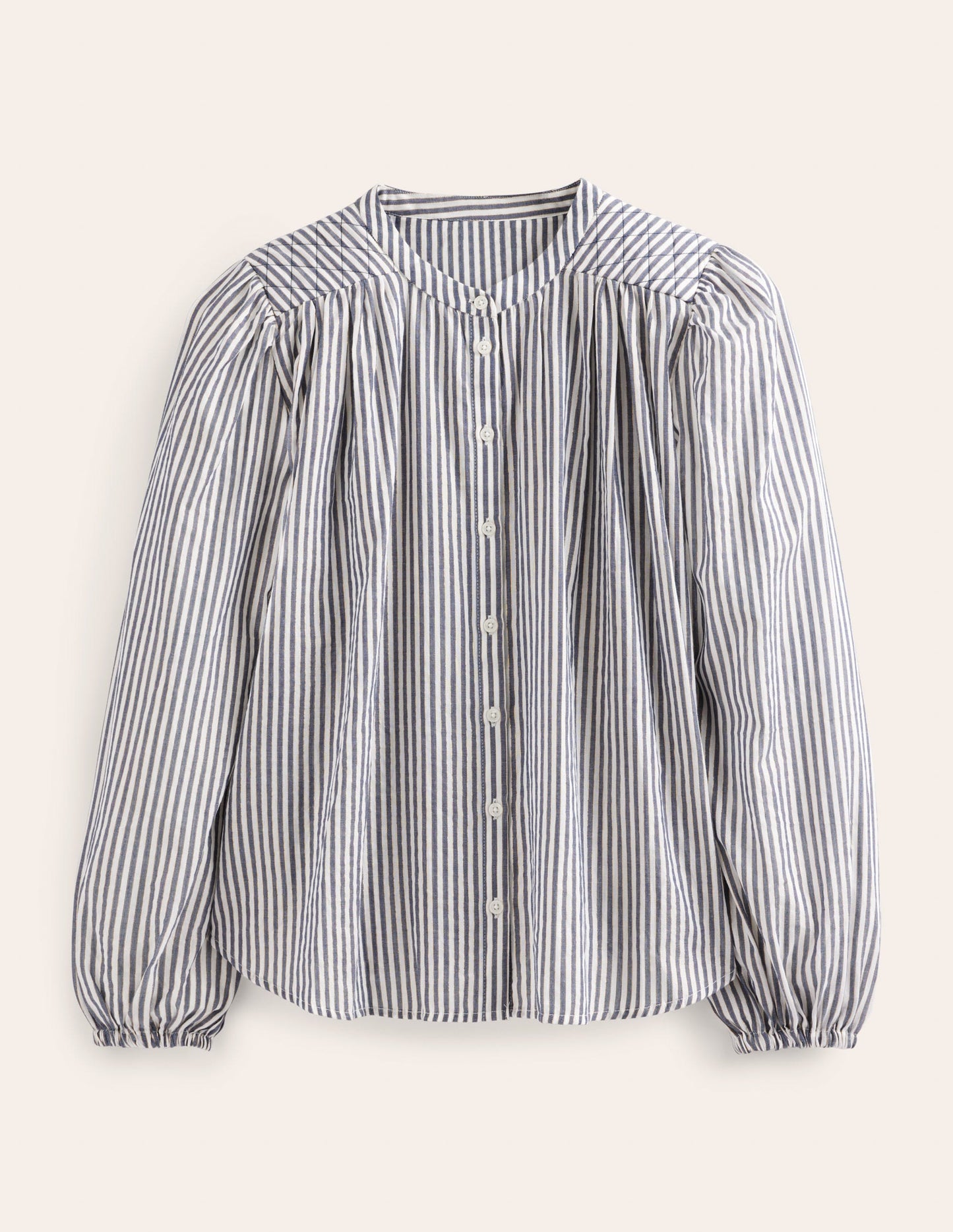 Circle Cut Peasant Blouse-Navy and Ivory Sparkle Stripe