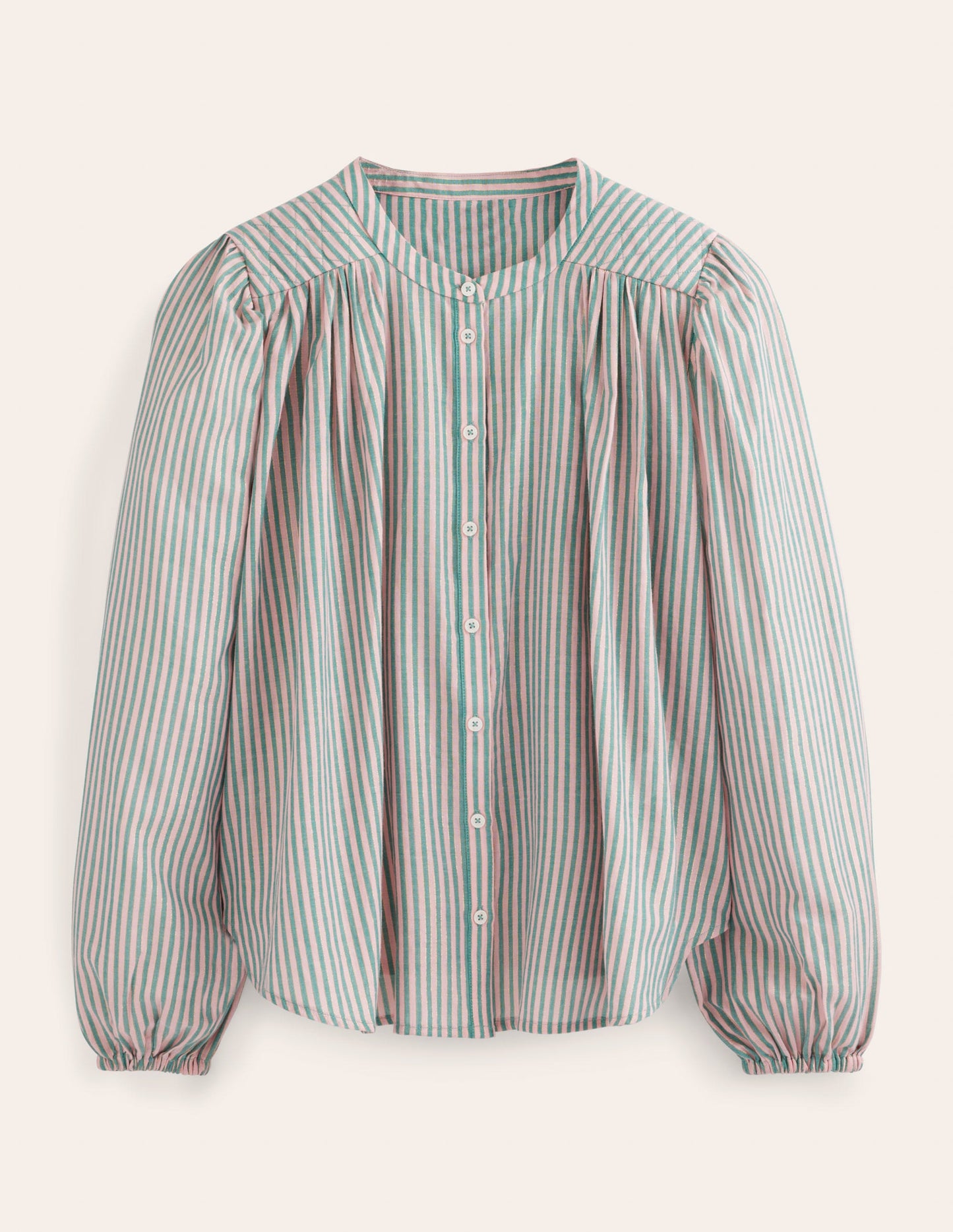 Circle Cut Peasant Blouse-Pink and Green Sparkle Stripe