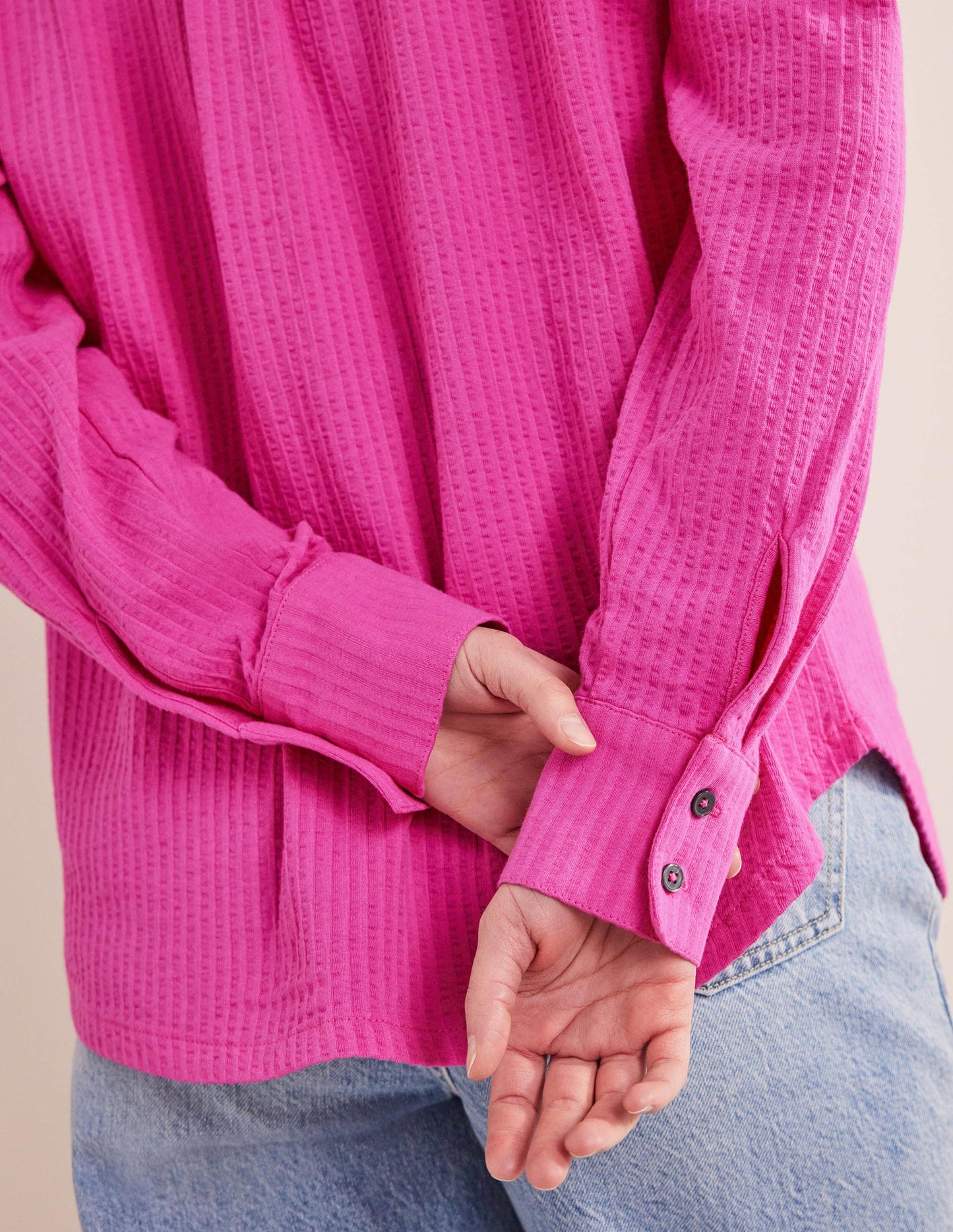Textured Jersey Shirt-Rose Violet