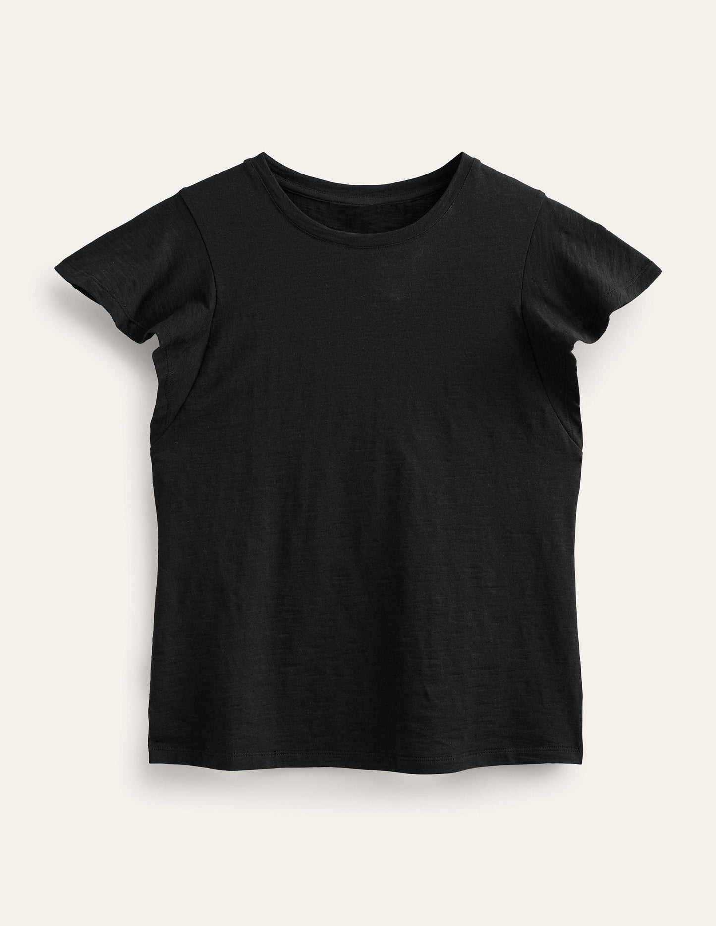 Crew Neck Flutter T-Shirt-Black