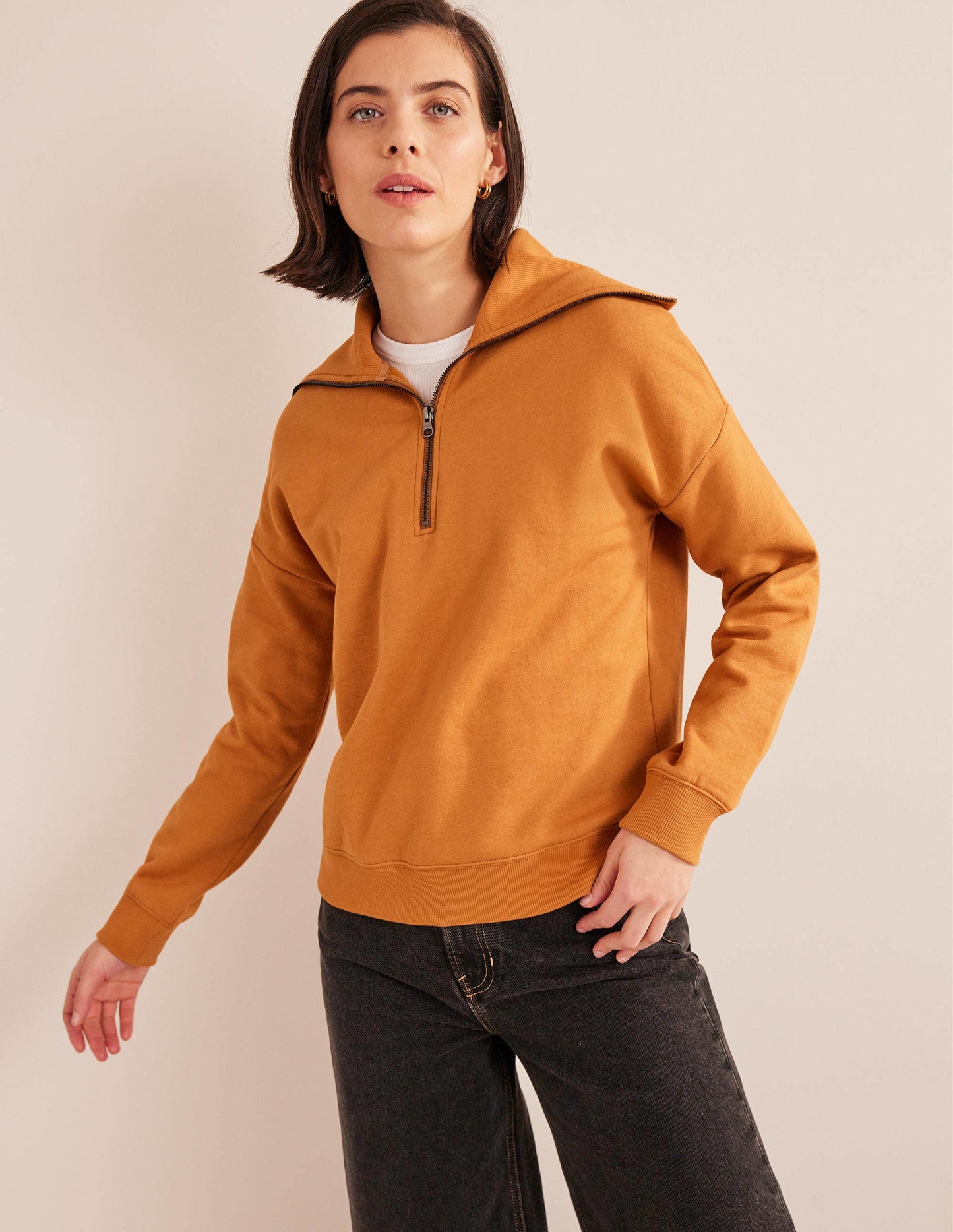 Funnel Neck Zip Sweatshirt-Teddy Bear