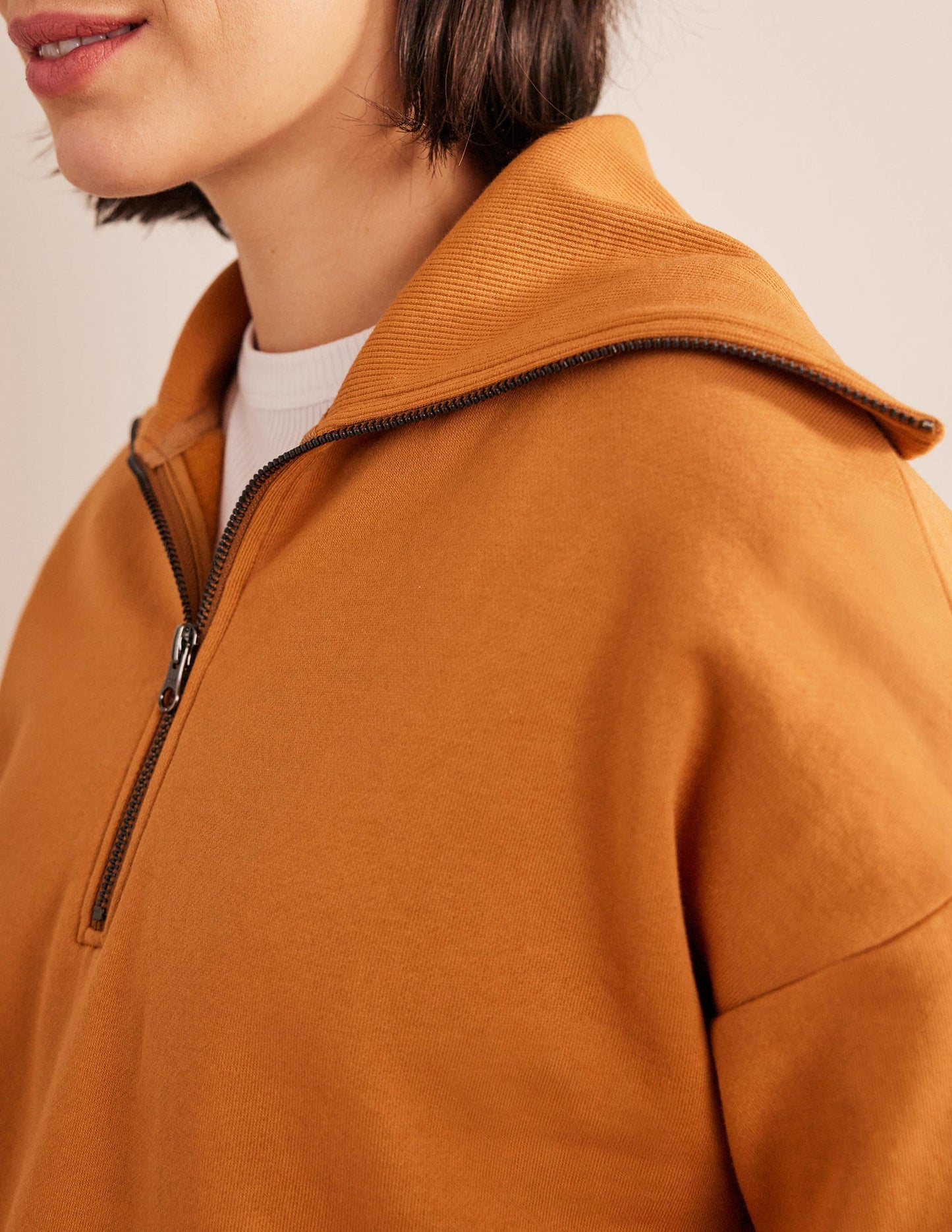 Funnel Neck Zip Sweatshirt-Teddy Bear