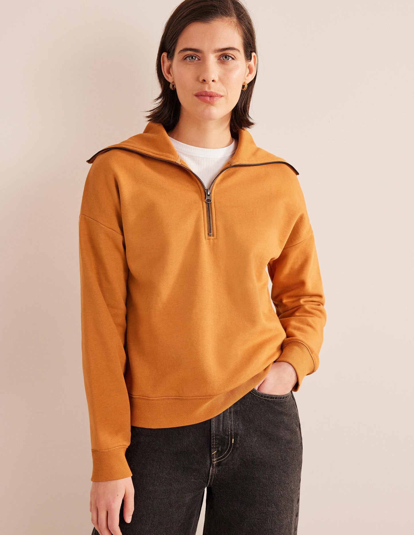 Funnel Neck Zip Sweatshirt-Teddy Bear