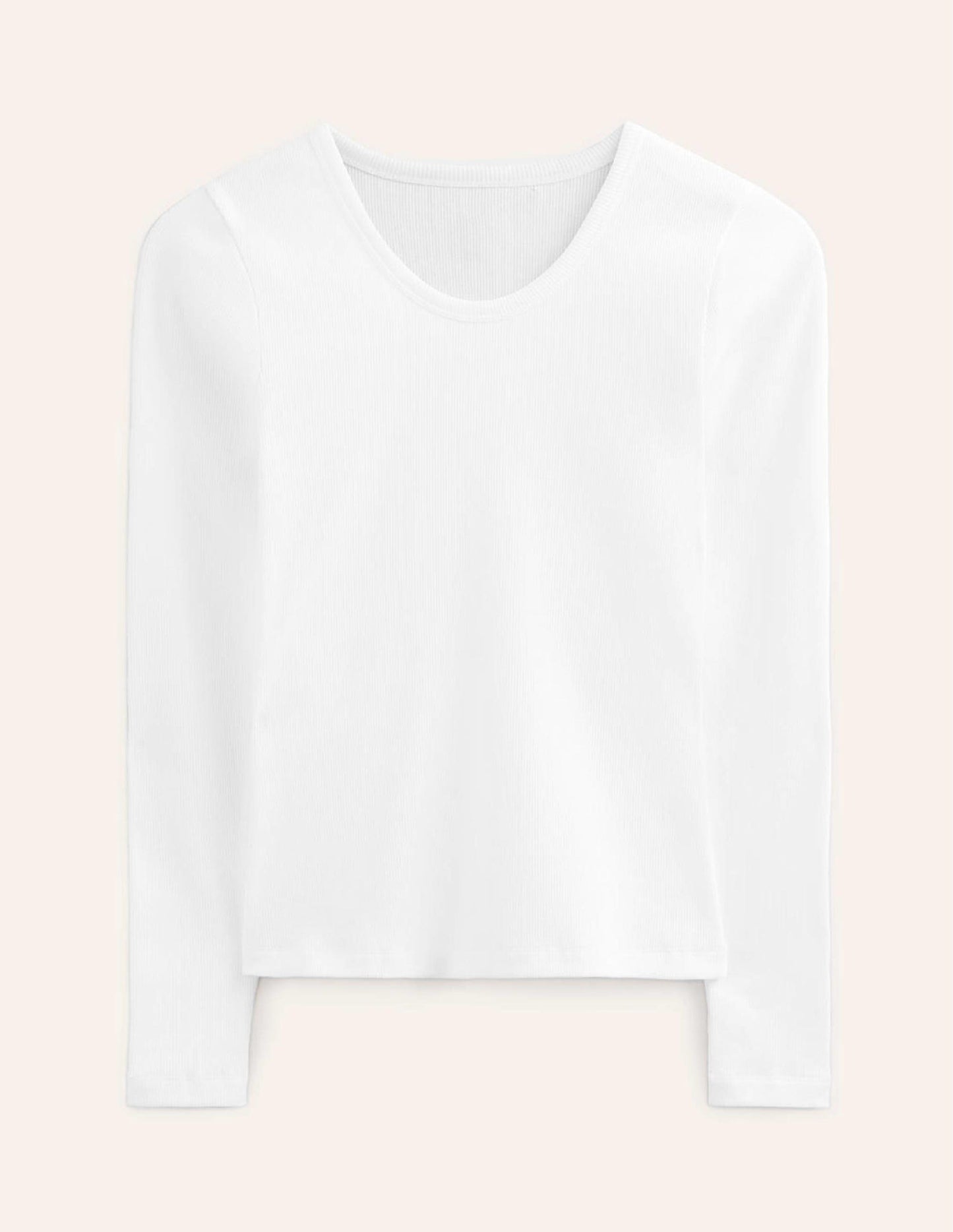Cotton Rib Scoop Neck Top-White