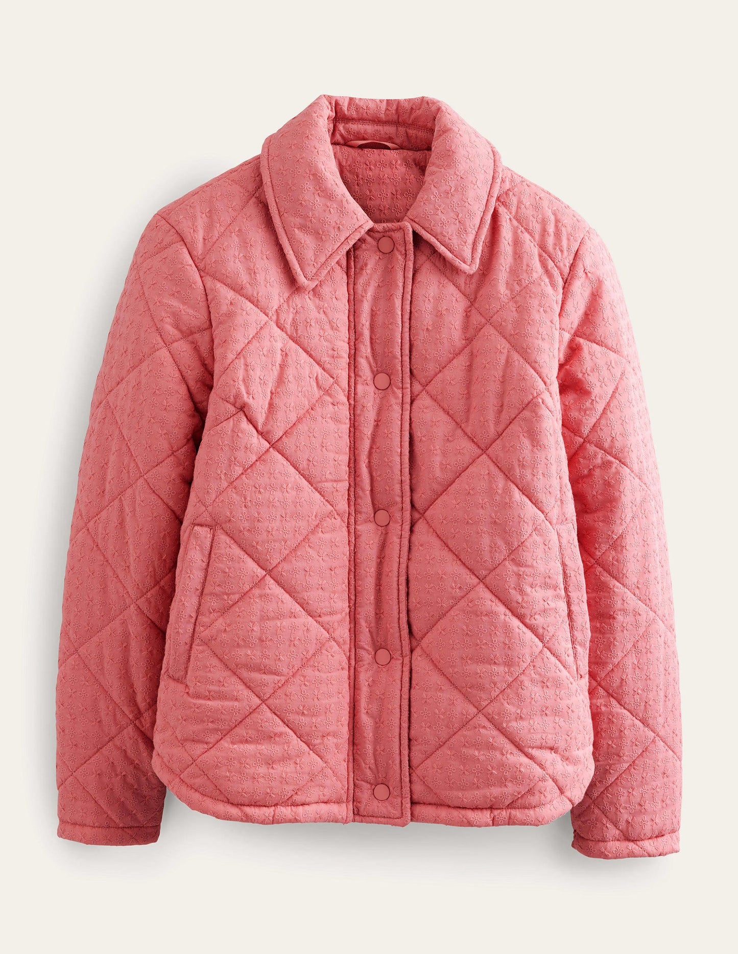 Broderie Quilted Cotton Jacket-Pink