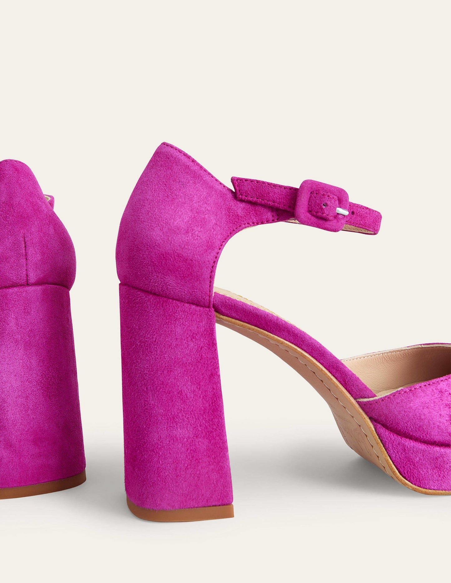 Closed-Toe Heeled Platforms-Deep Rose Violet Suede