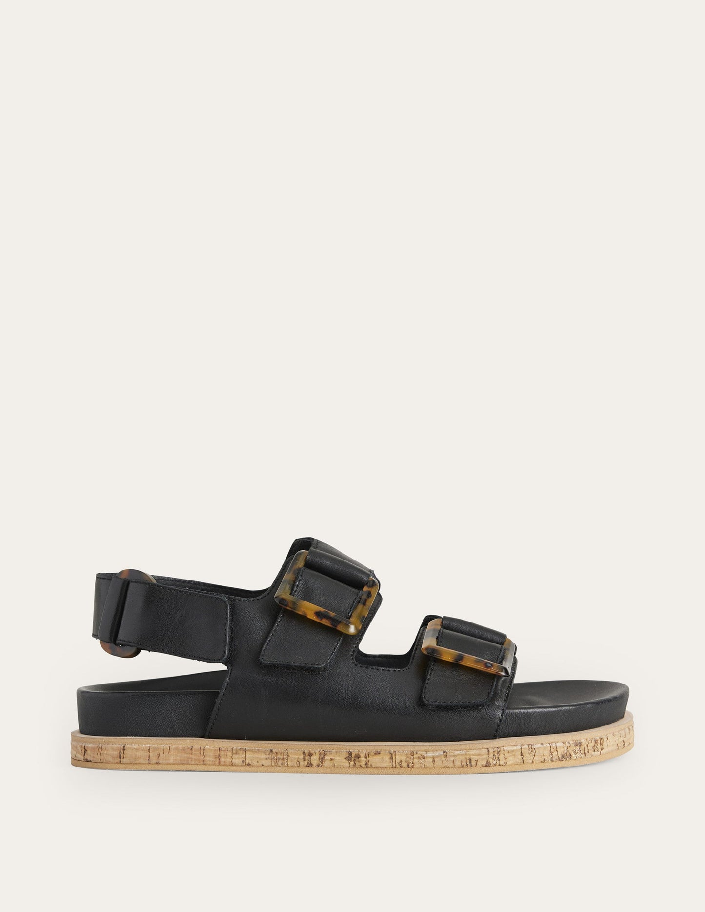 Chunky Flat Buckled Sandals-Black