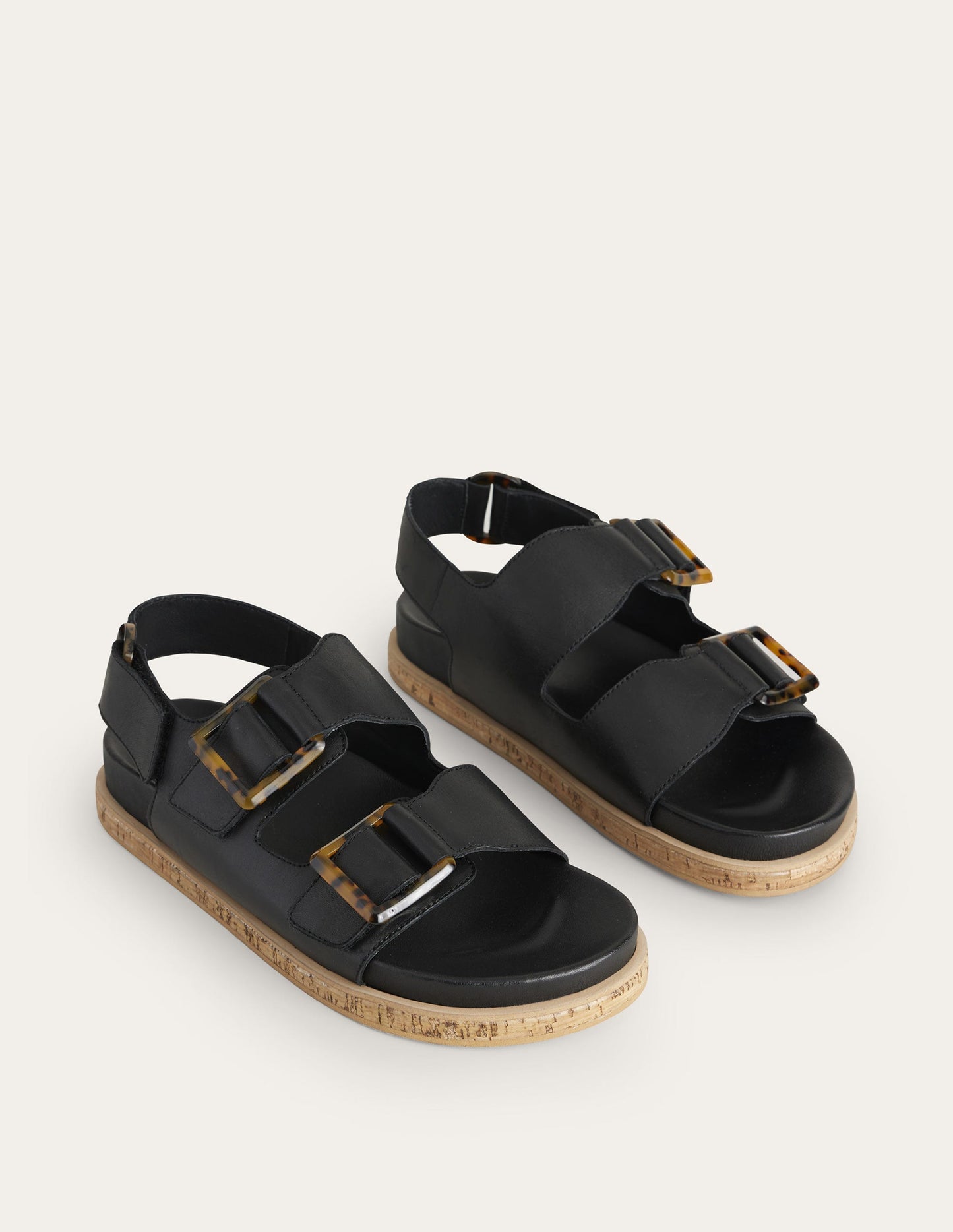 Chunky Flat Buckled Sandals-Black