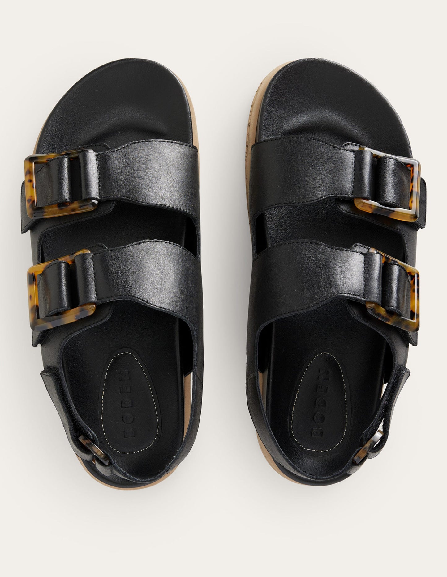 Chunky Flat Buckled Sandals-Black