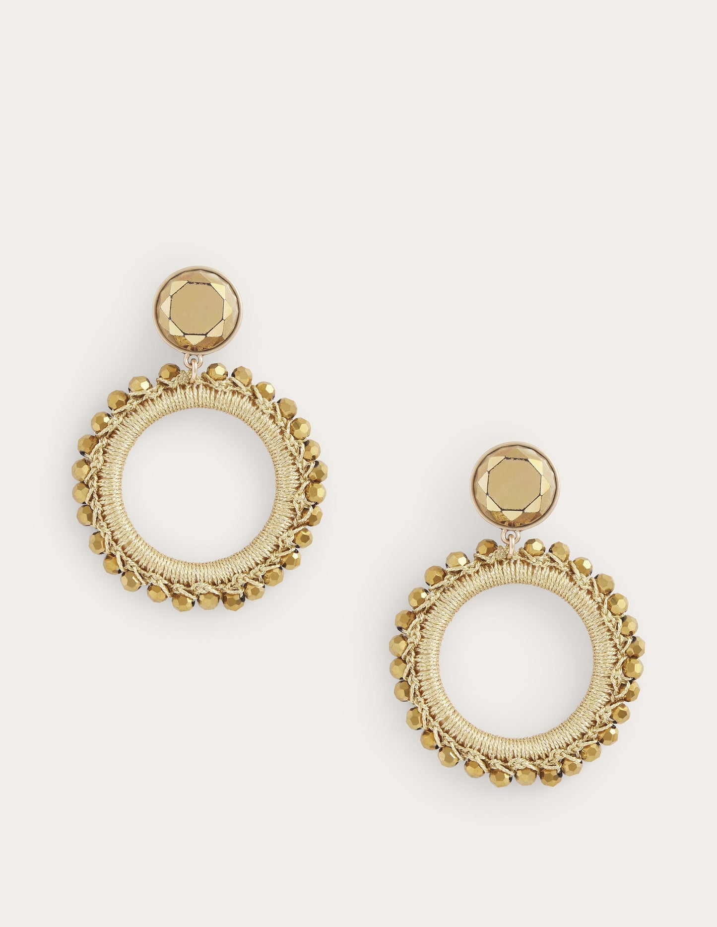 Beady Ring Earrings-Gold
