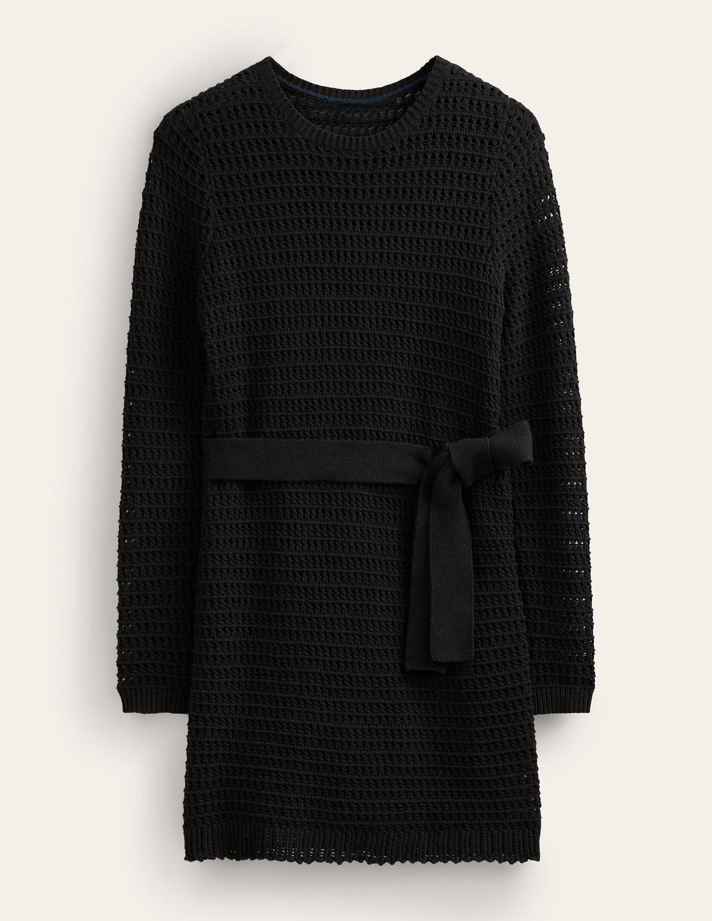 Crochet Knit Dress-Black