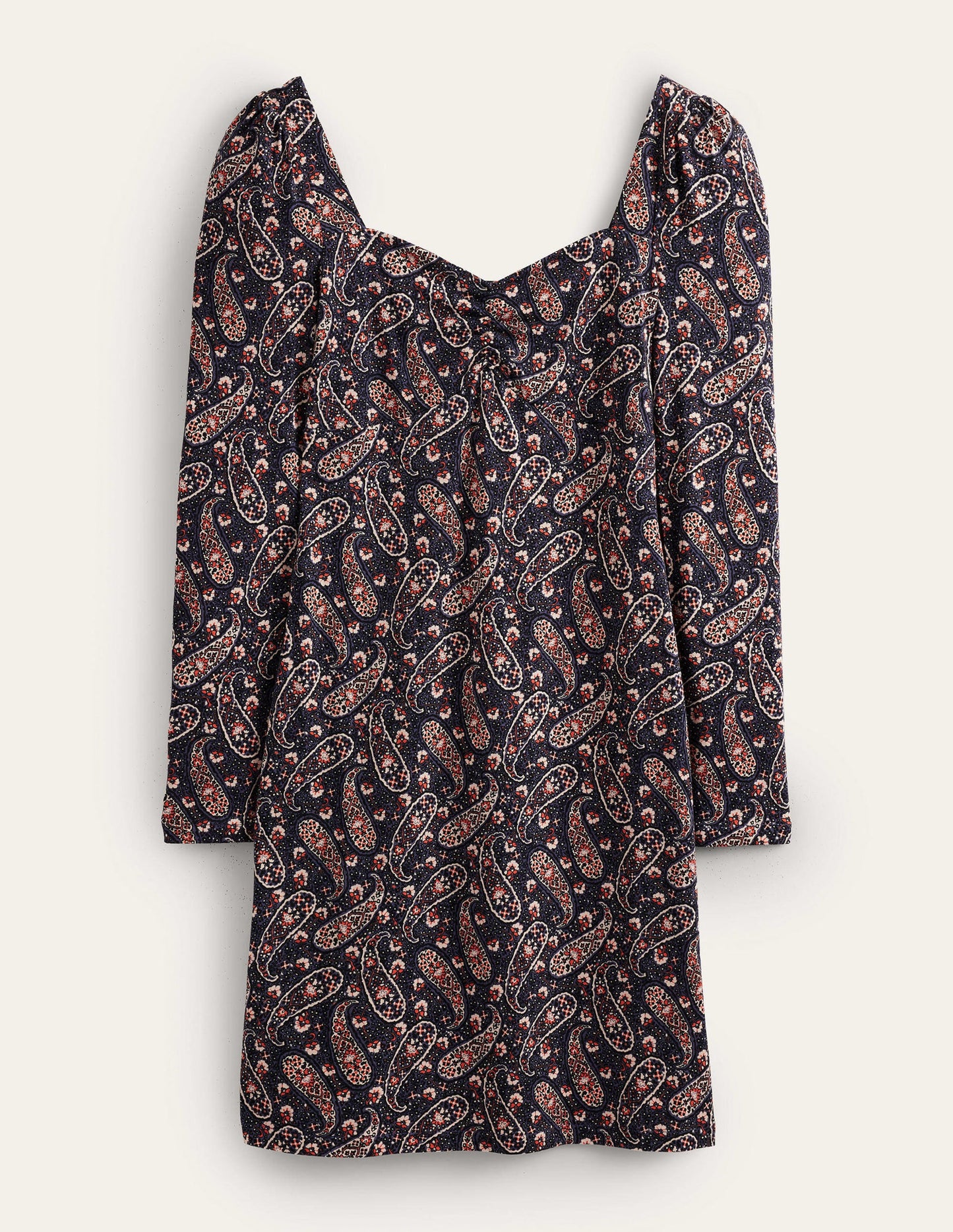 Sweetheart Jersey Mini Dress-Multi, Paisley Blooms