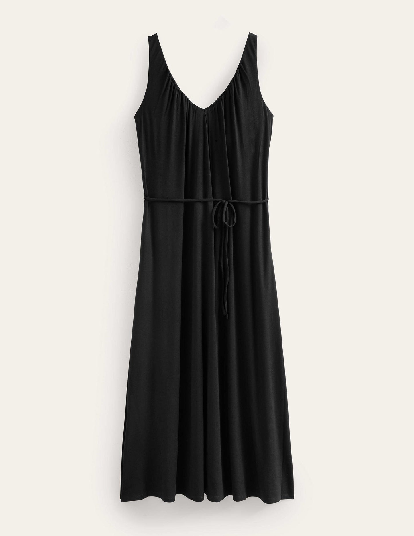 V-Neck Jersey Maxi Dress-Black