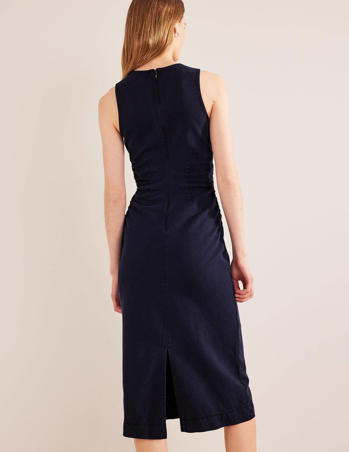 Side Ruched Column Midi Dress-Mid Vintage