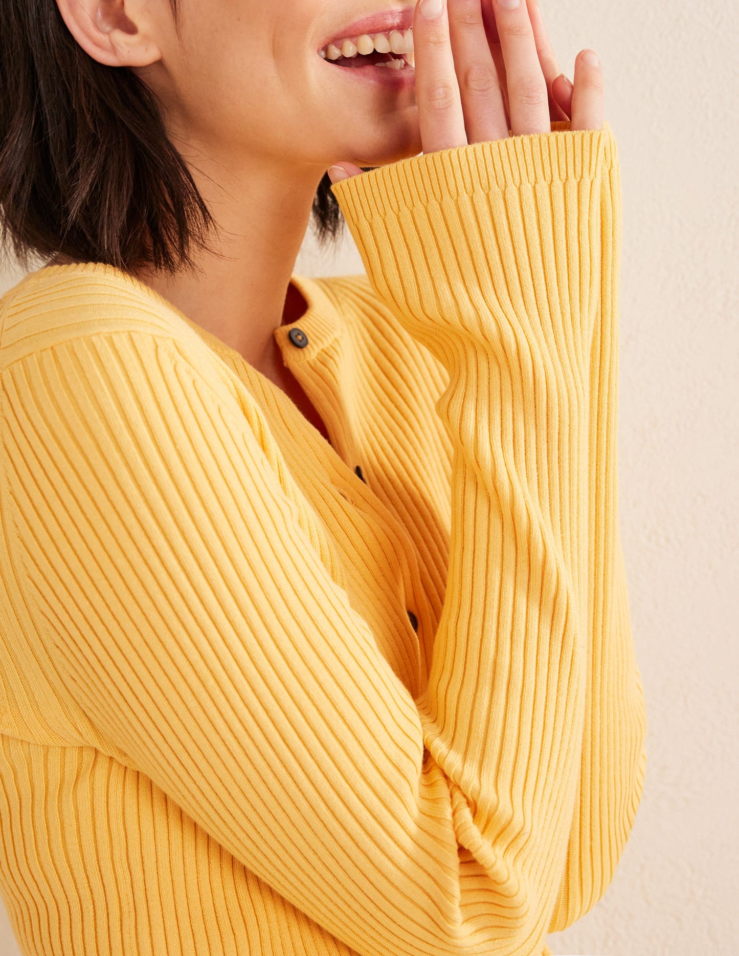 Ribbed Detail Cardigan-Sweet Honeycomb