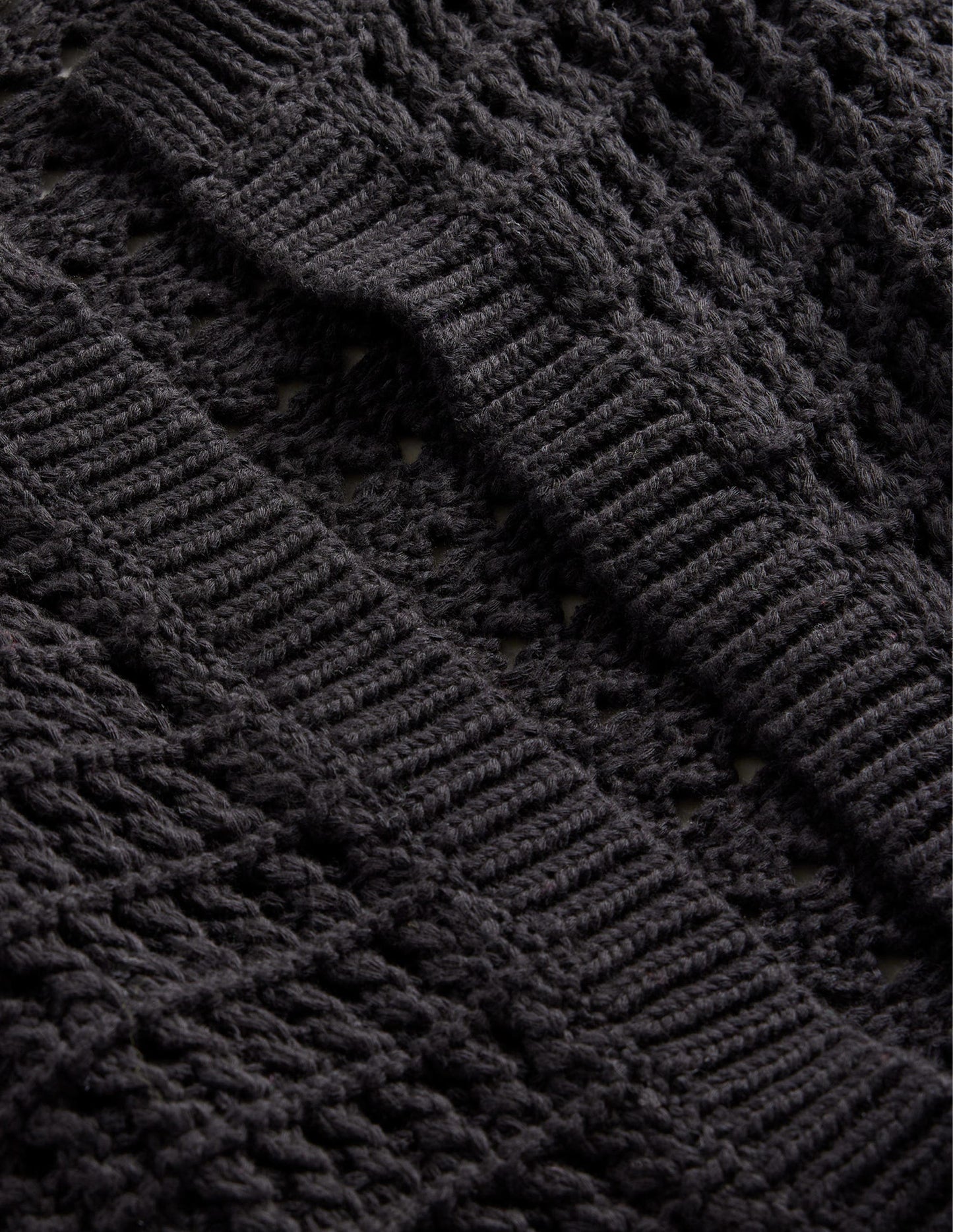 Cropped Crochet Cardigan-Black