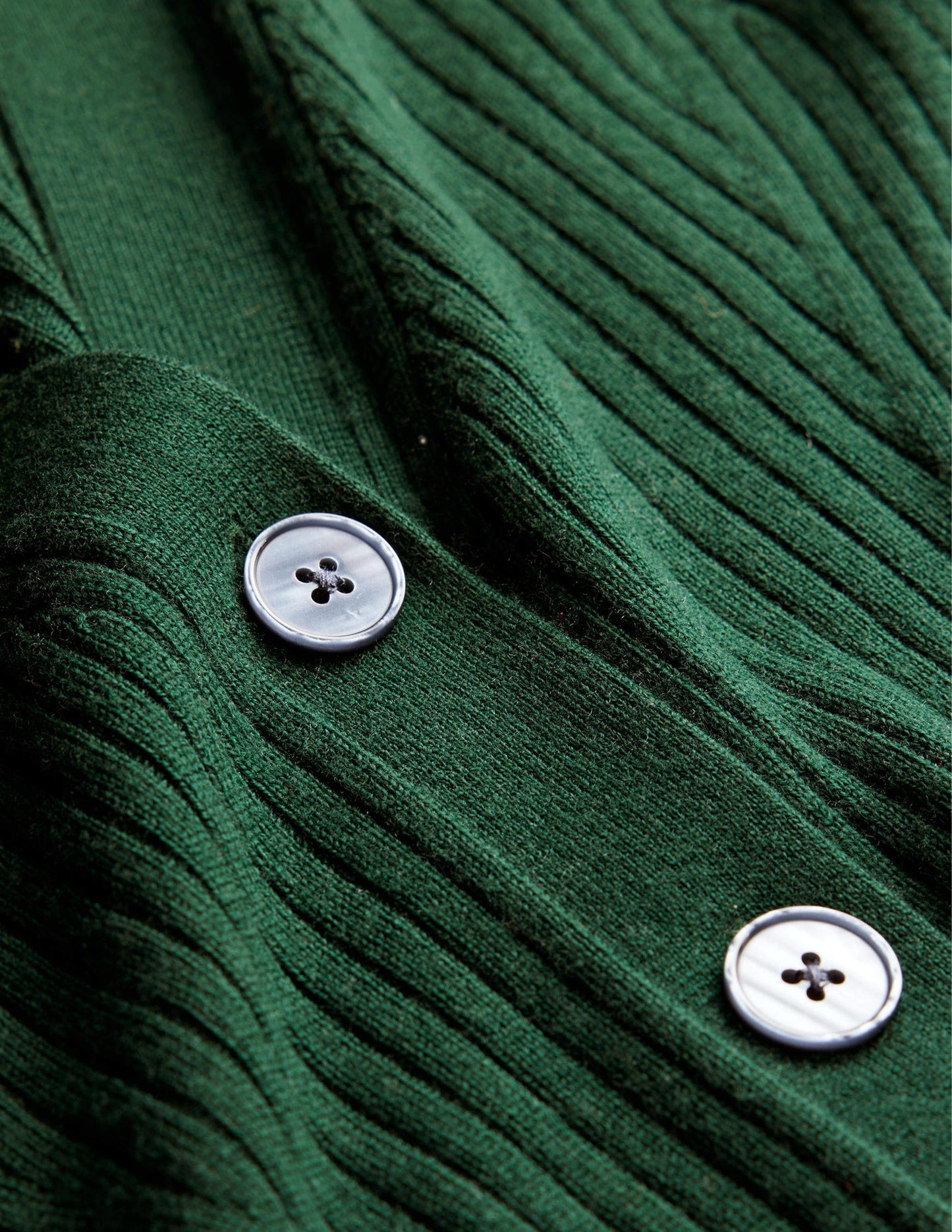 Merino Cropped RIb Cardigan-Emerald Night