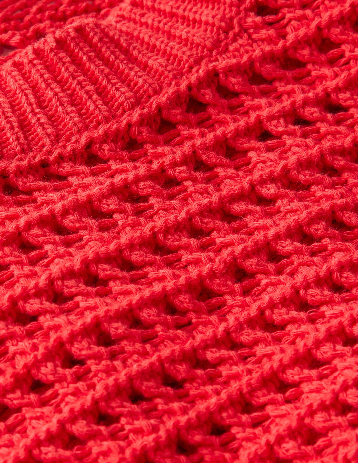 Cropped Crochet Jumper-High Risk Red