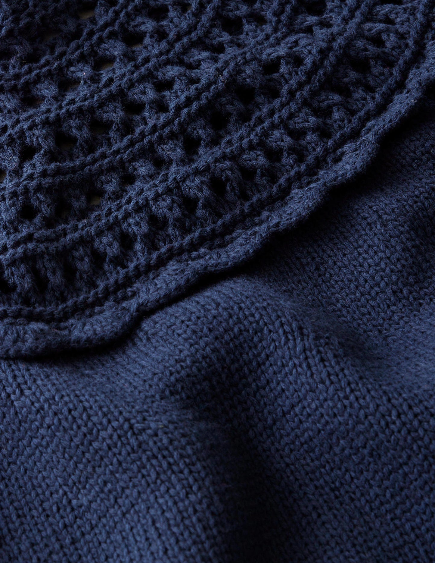 Crochet Yoke Jumper-Navy