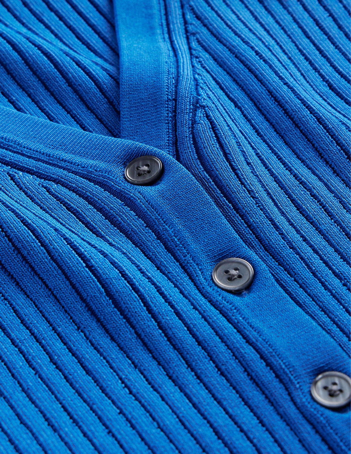 Cropped Wide Neck Rib Cardigan-Blue Heron