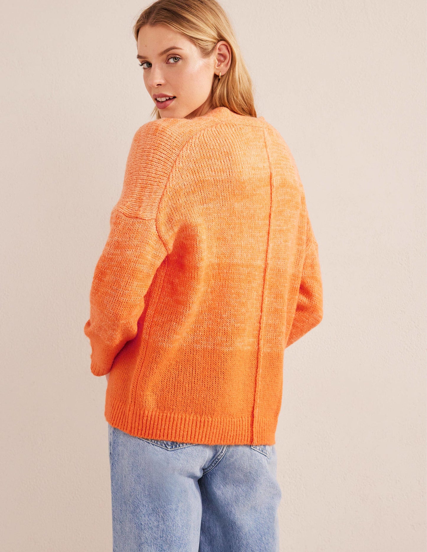 Fluffy Cardigan-Orange Ombre