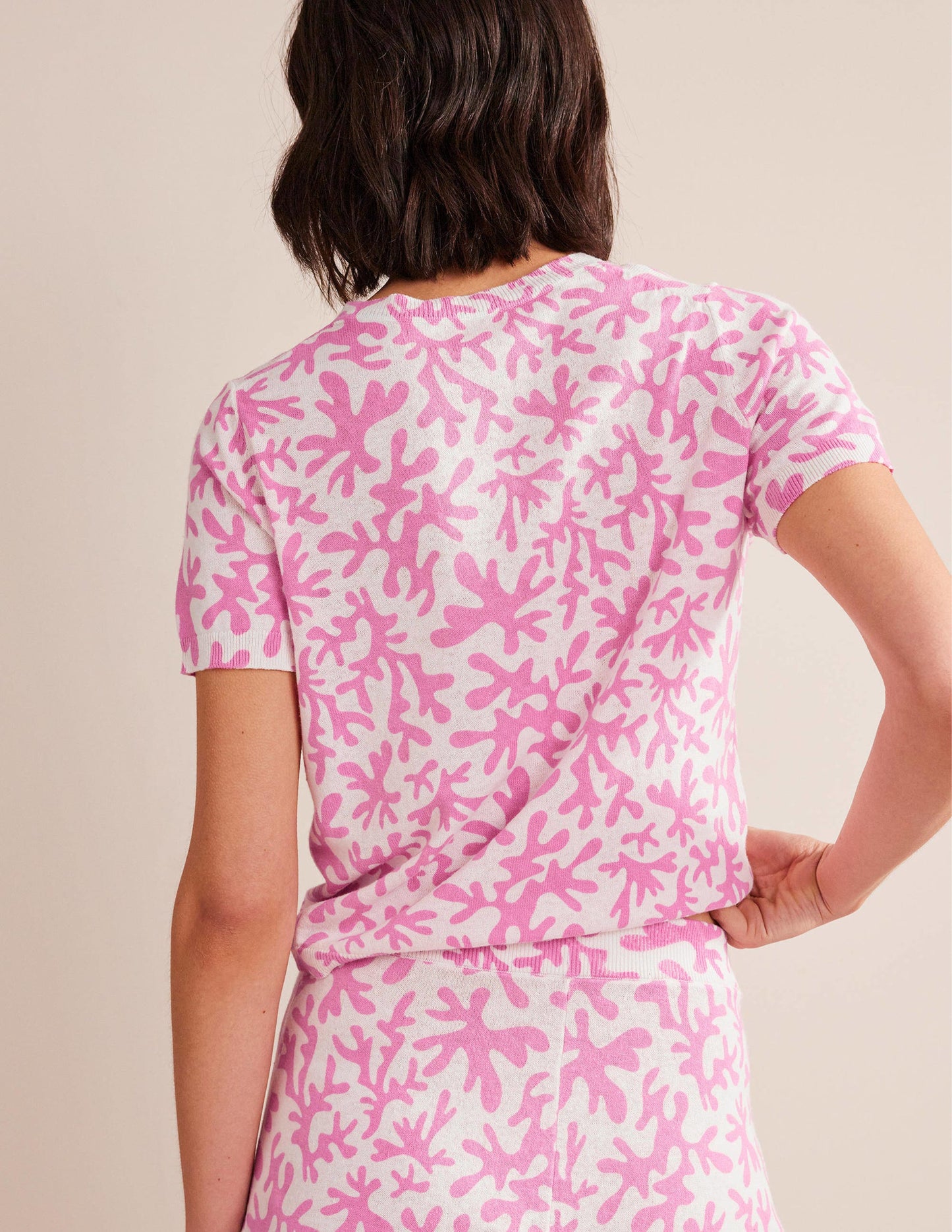 Printed Beach Cardigan-Plum Blossom, Abstract Foliage