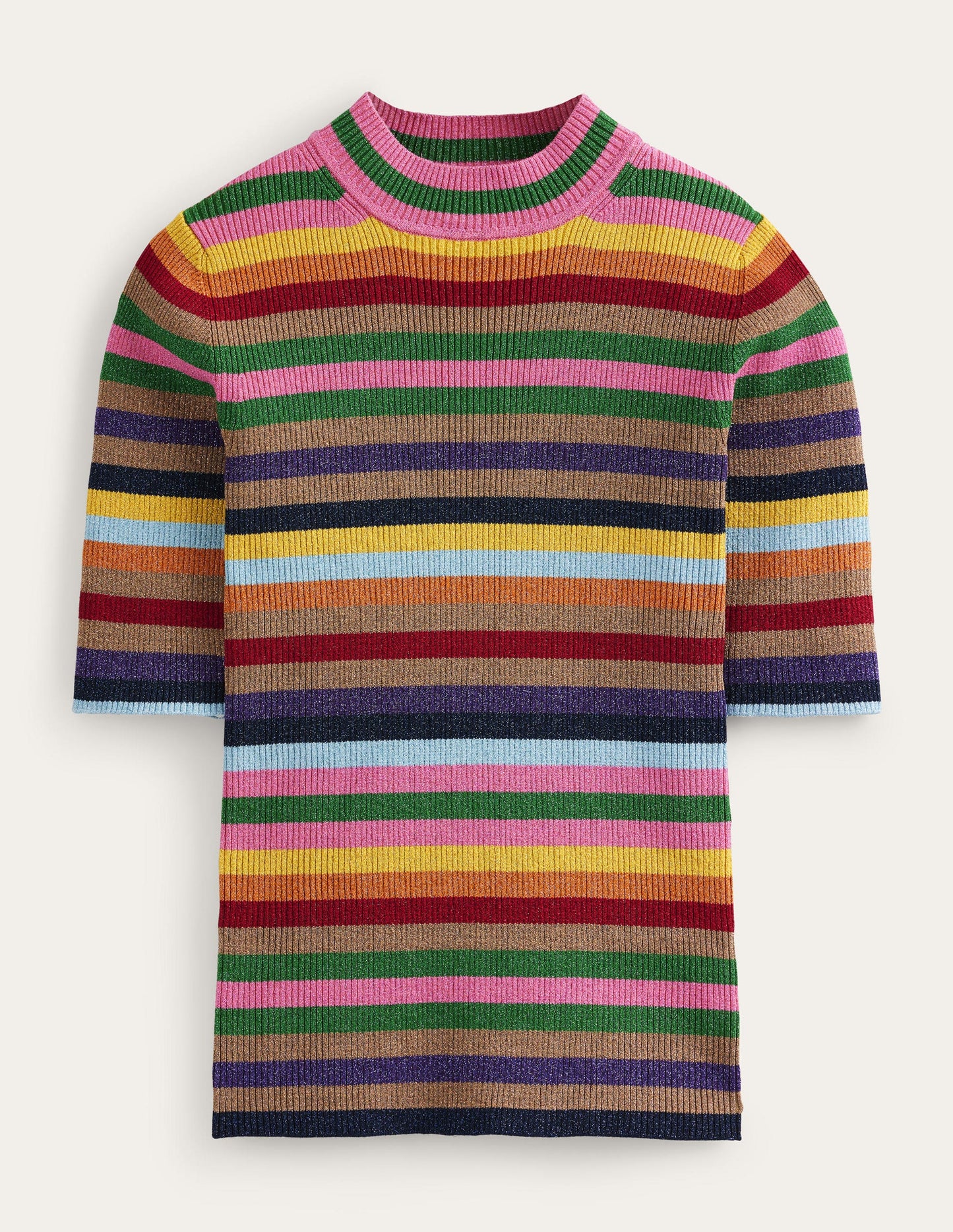 Sparkle High Neck Top-Sparkle Multi Stripe