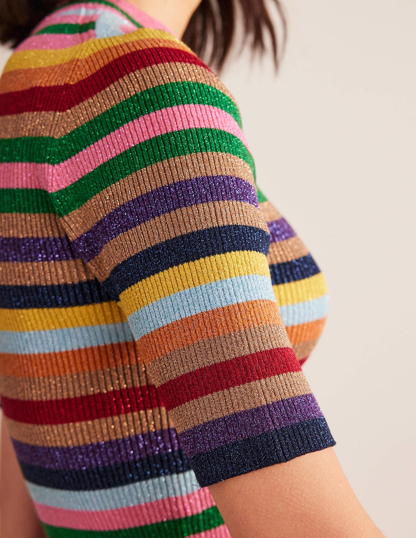 Sparkle High Neck Top-Sparkle Multi Stripe