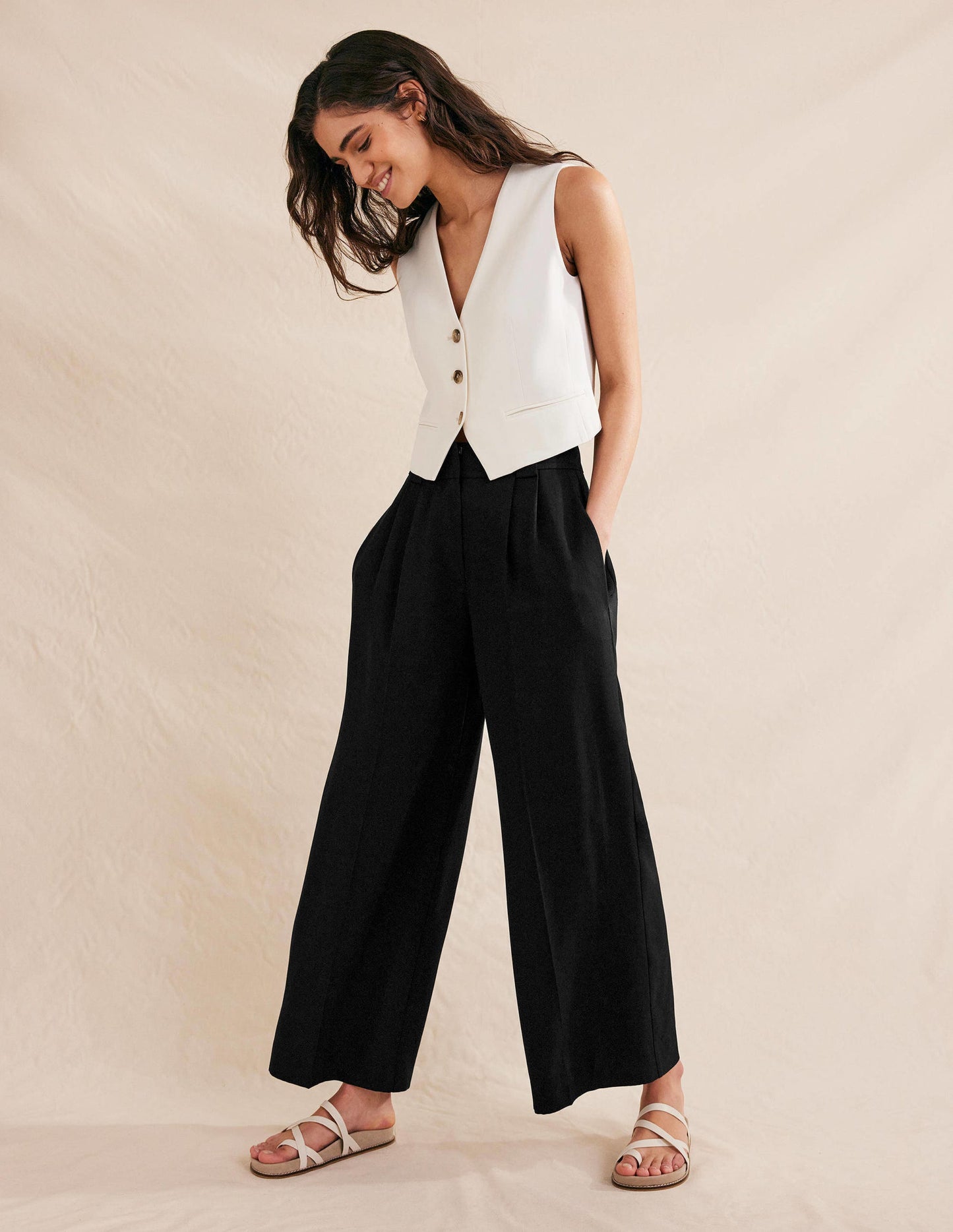 Islington Wide Leg Trousers-Black
