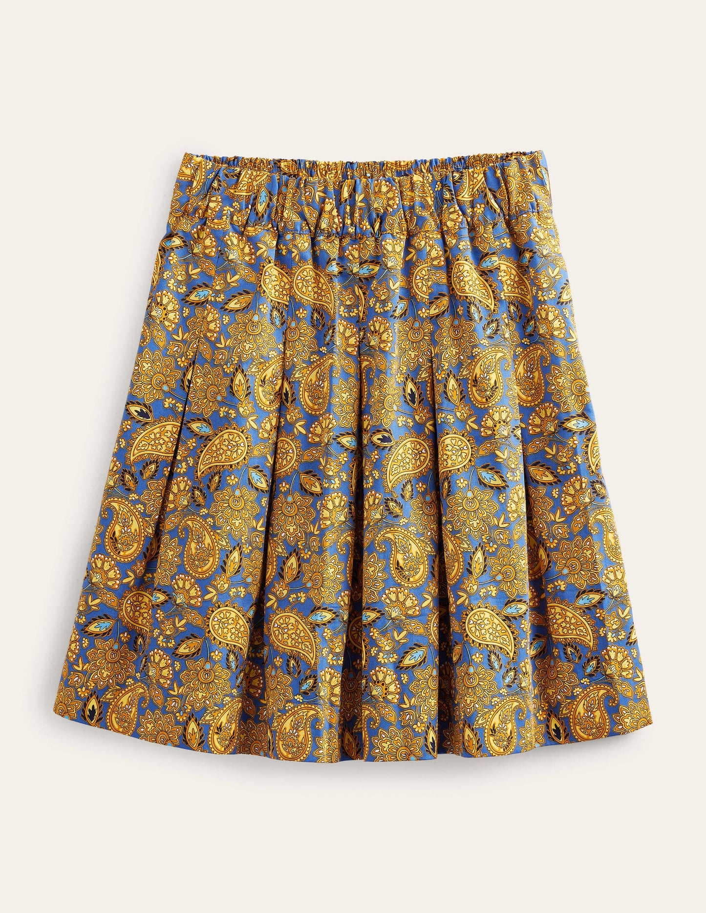 Pleated Cotton Skirt-Harvest Gold, Paisley Terrace