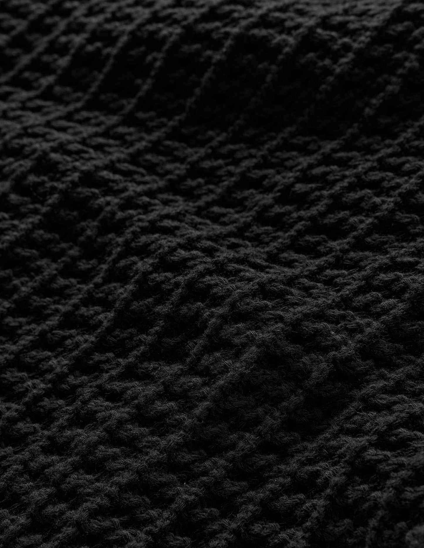 Crochet Knit Midi Skirt-Black