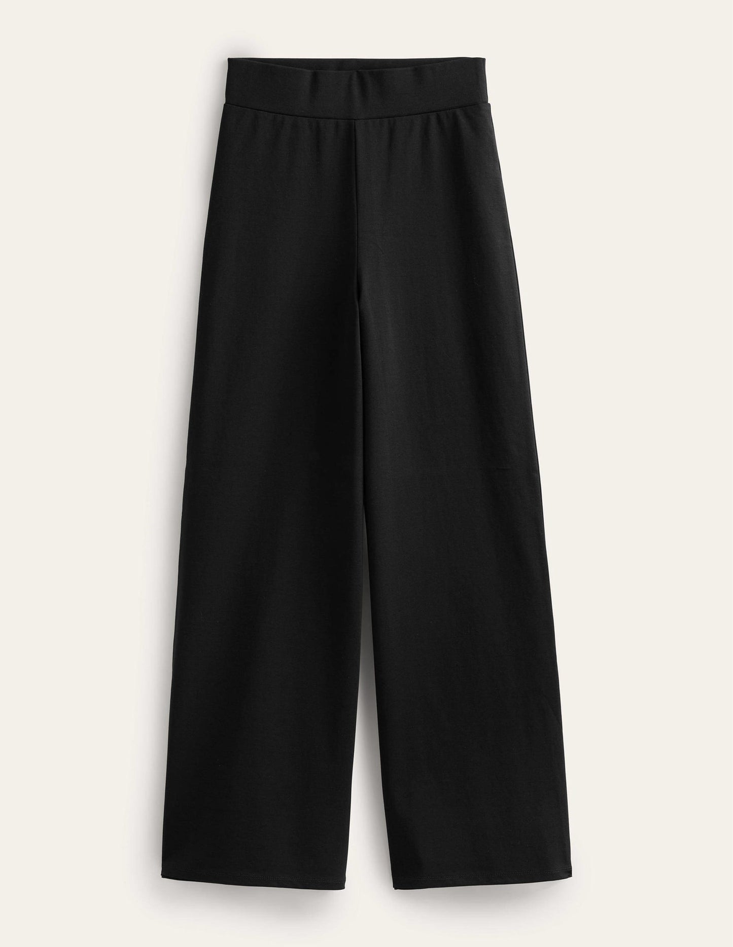 Wide Leg Jersey Trousers-Black