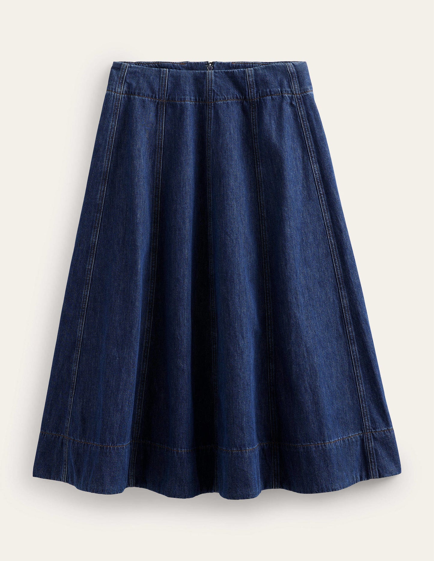 Denim Paneled Skirt-Rinse Wash