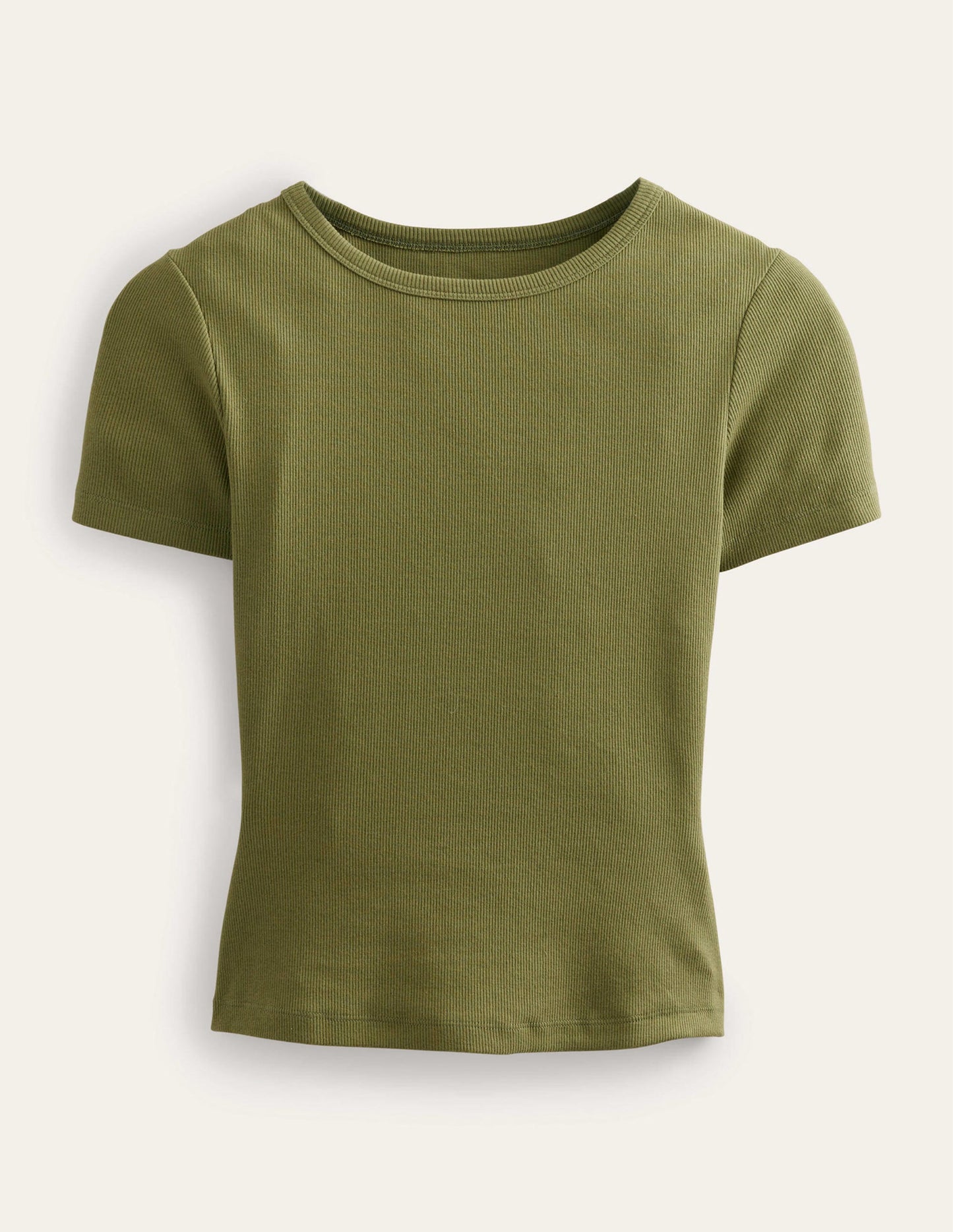 Cotton Ribbed T-Shirt-Washed Khaki