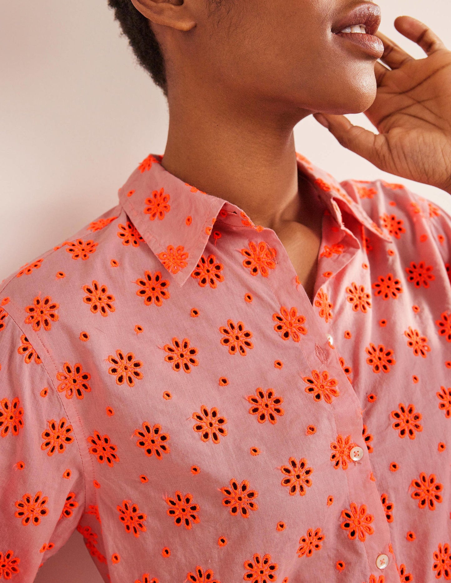 New Relaxed Cotton Shirt-Watermelon Punch